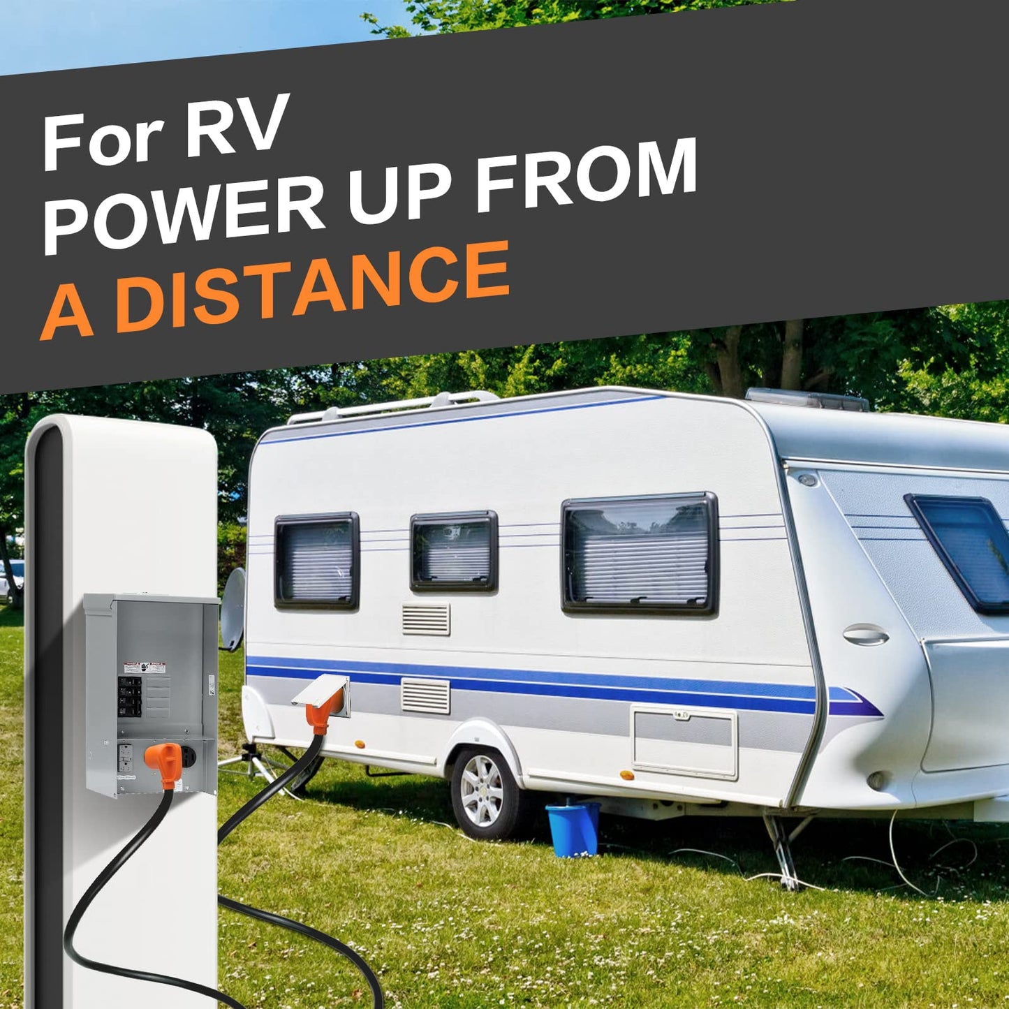 Finderomend 30 Amp RV Extension Cord 3 Wire,RV Power Cord NEMA TT-30P to TT-30R Heavy Duty 125V 3750W Extension Cord,10/3 STW 10AWG Gauge for RV Trailer Campers-with Cord Organizer(30ft)