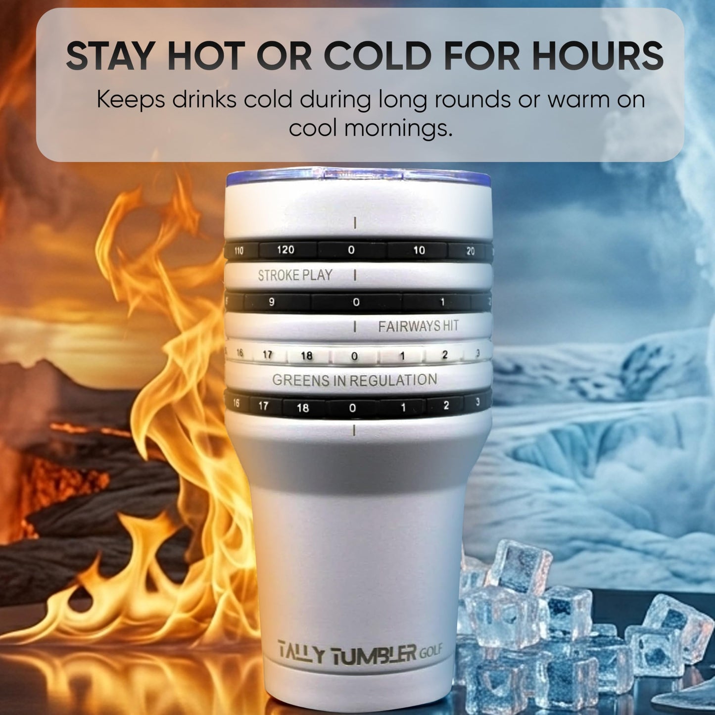 Tally Tumbler Golf Stainless Steel Cup, 30 oz Leak Proof Lid, Double Wall Insulation, Golf Tumbler with Score Keeping Counter (Cart Path Coral)