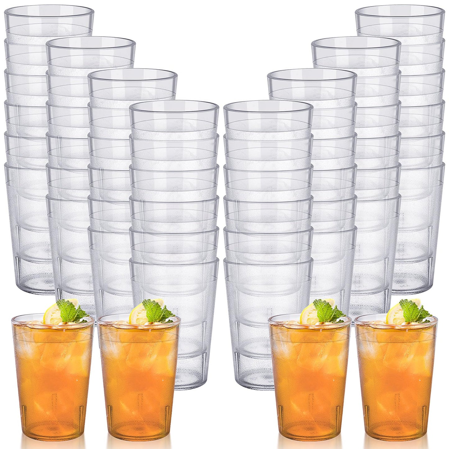 48 Pack 8oz Clear Plastic Cup Restaurant Grade Break Resistant Drinking Glasses are Reusable, Stackable and Shatterproof Drink Tumblers for Cafe Party and Catering Supplies