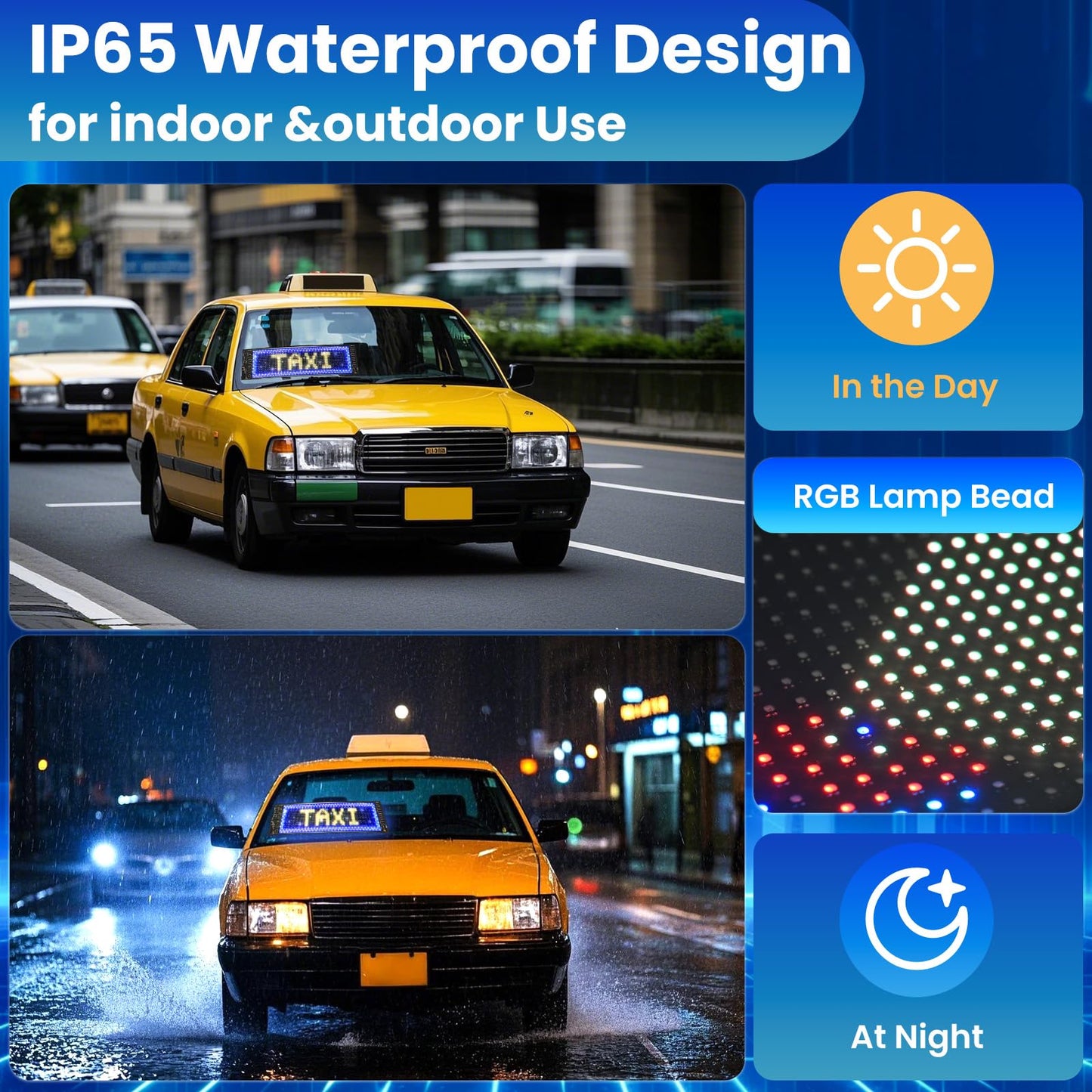 Car LED Sign, LED Light Signs for Car, 13.7"x4.01" Programmable Flexible LED Sign, APP Control DIY Custom Text Graffiti Message Pattern, FPCB Flexible Matrix Panel LED Display for Store Bar Hotel