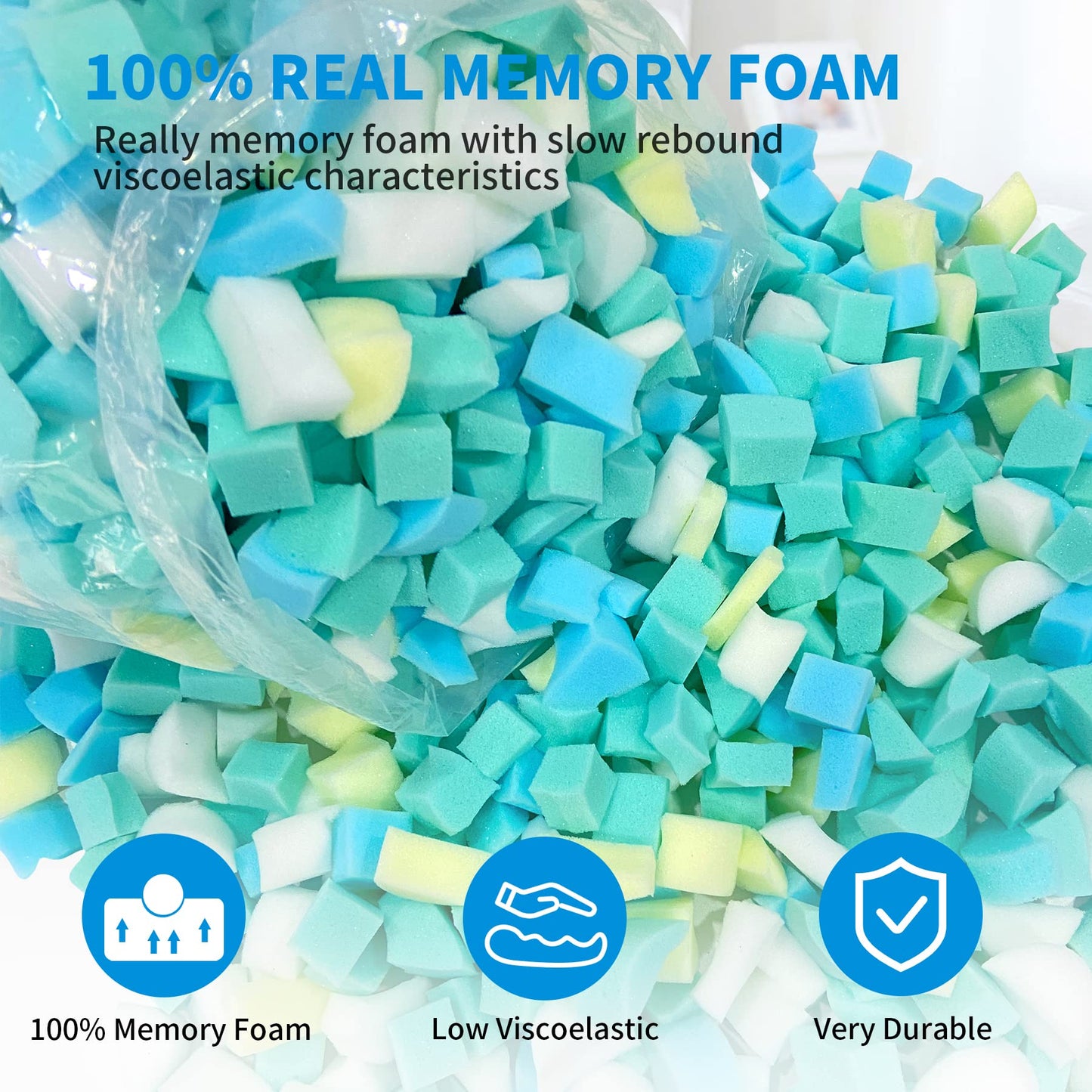 Welacer 10lbs Shredded Memory Foam Filling, Bean Bag Filler Refill, Soft Foam Stuffing for Pillows, Cushions, Stuffed Animals, Arts Crafts & DIY Projects, Multi-Color