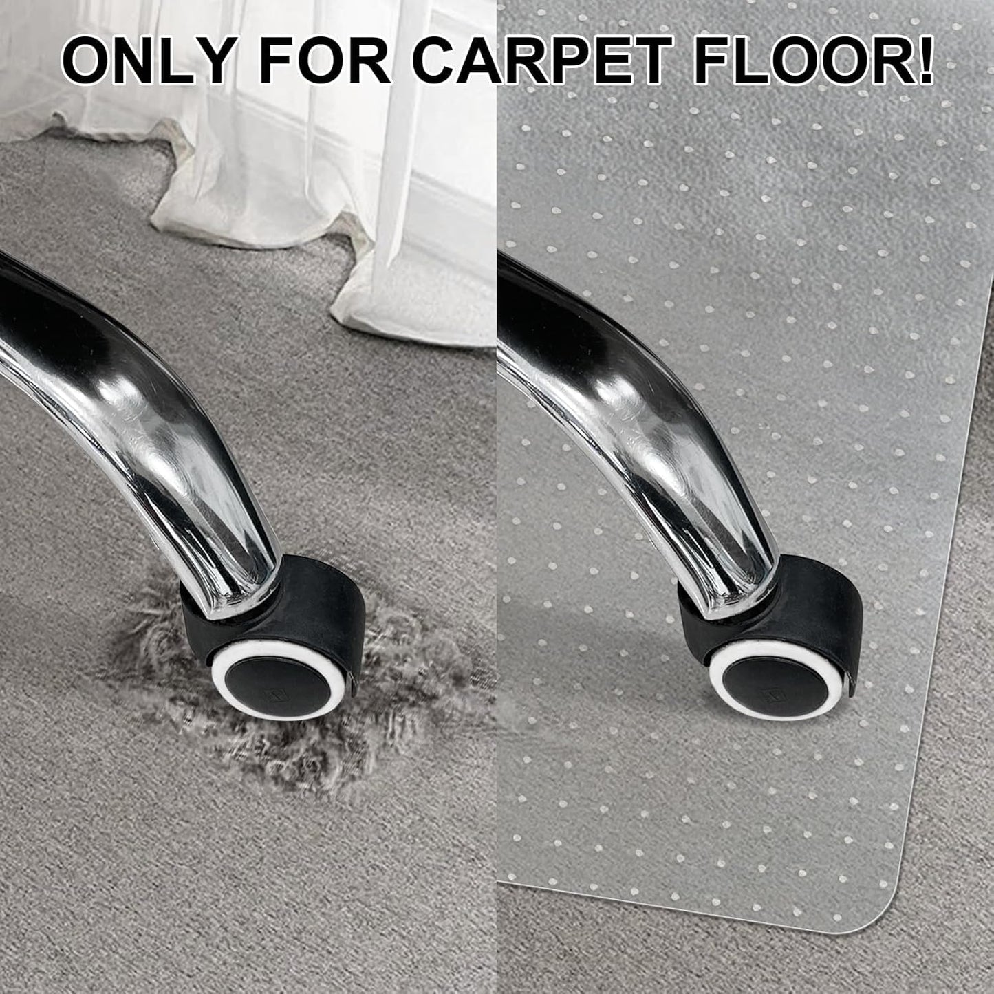 SHAREWIN Office Chair Mat for Carpet Floors, Desk Mats 47"X59" for Rolling Desk on Low Pile Carpets, Rectangle Computer Gaming Plastic Floor Mats for Office Chair on Carpet, Flat Without Curling