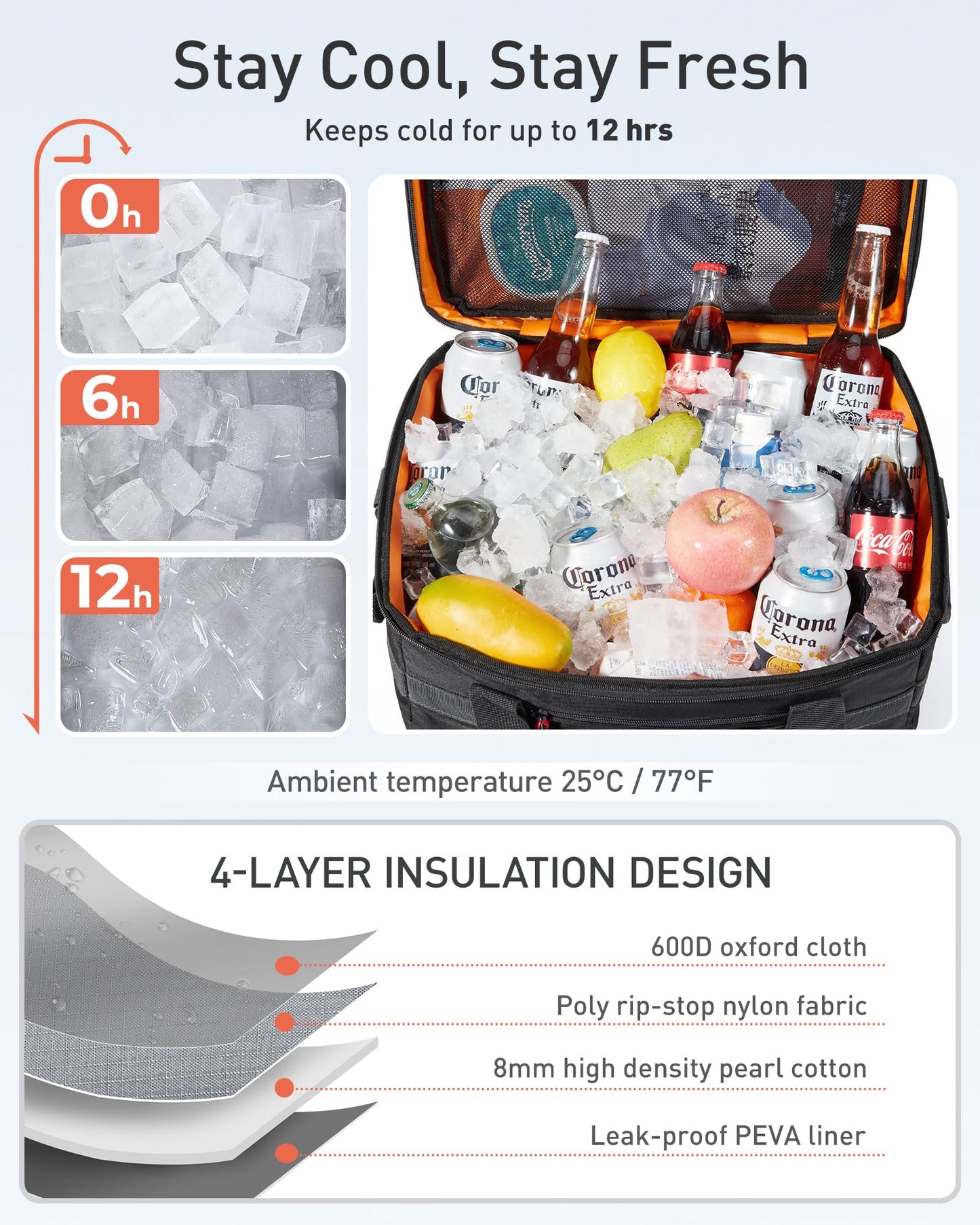 TOURIT Cooler Bag 60-Can Insulated Soft Cooler Large Collapsible Cooler Bag 40L Lunch Coolers for Picnic, Beach, Work, Trip