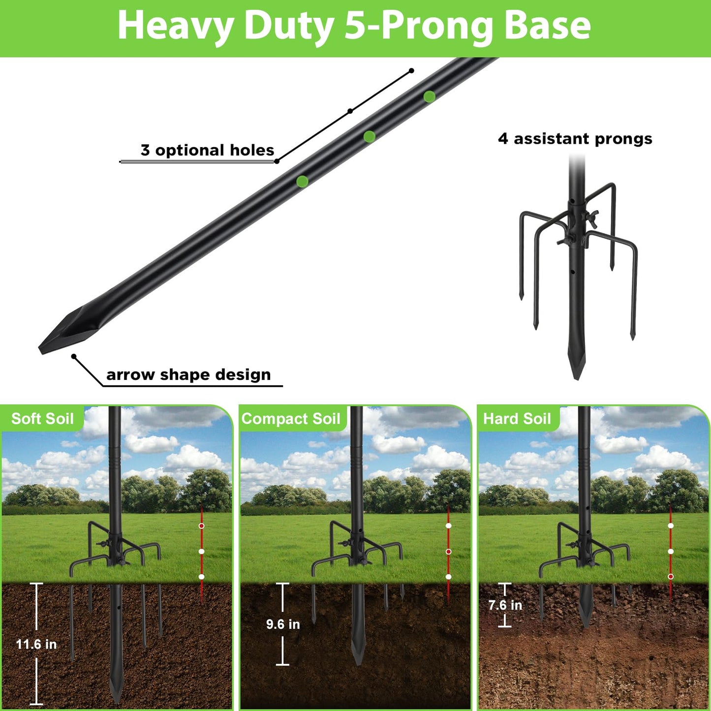 Bird Feeder Pole, 94" Shepherds Hooks for Outdoor, 4/5” Thick Hummingbird Feeders Stand Heavy Duty, Hanging Plant Hanger Stake with 5-Prong Base, Metal Shepard Stick for Outside Garden Yard Wedding