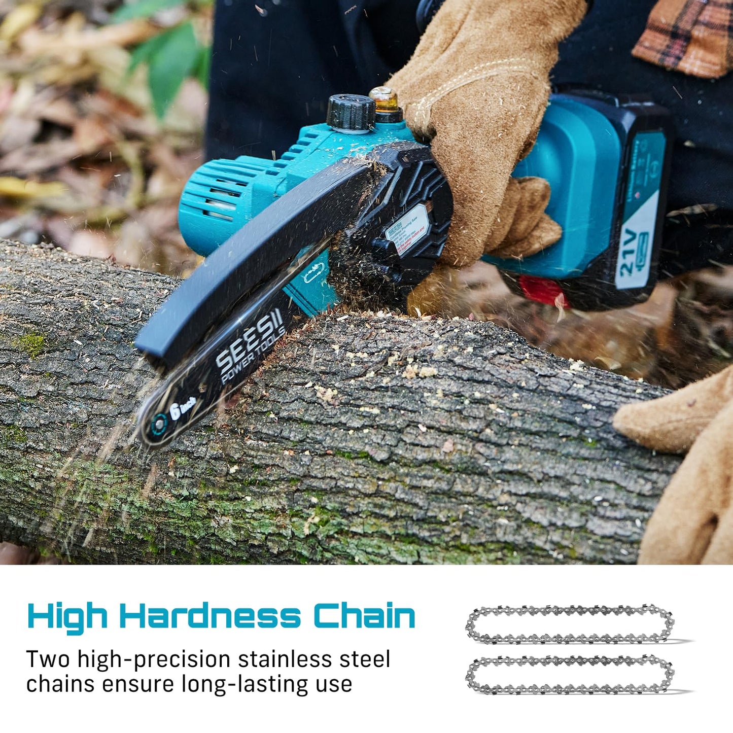 SEESII Mini Chainsaw 6 Inch: Electric Chainsaw with 2PCS 4000mAh Batteries & Oiler - 900W Motor for Quick Work - Saw for Branch Cutting - Gifts for Father Day Men Women Dad Mom Gardener (M6 Pro)