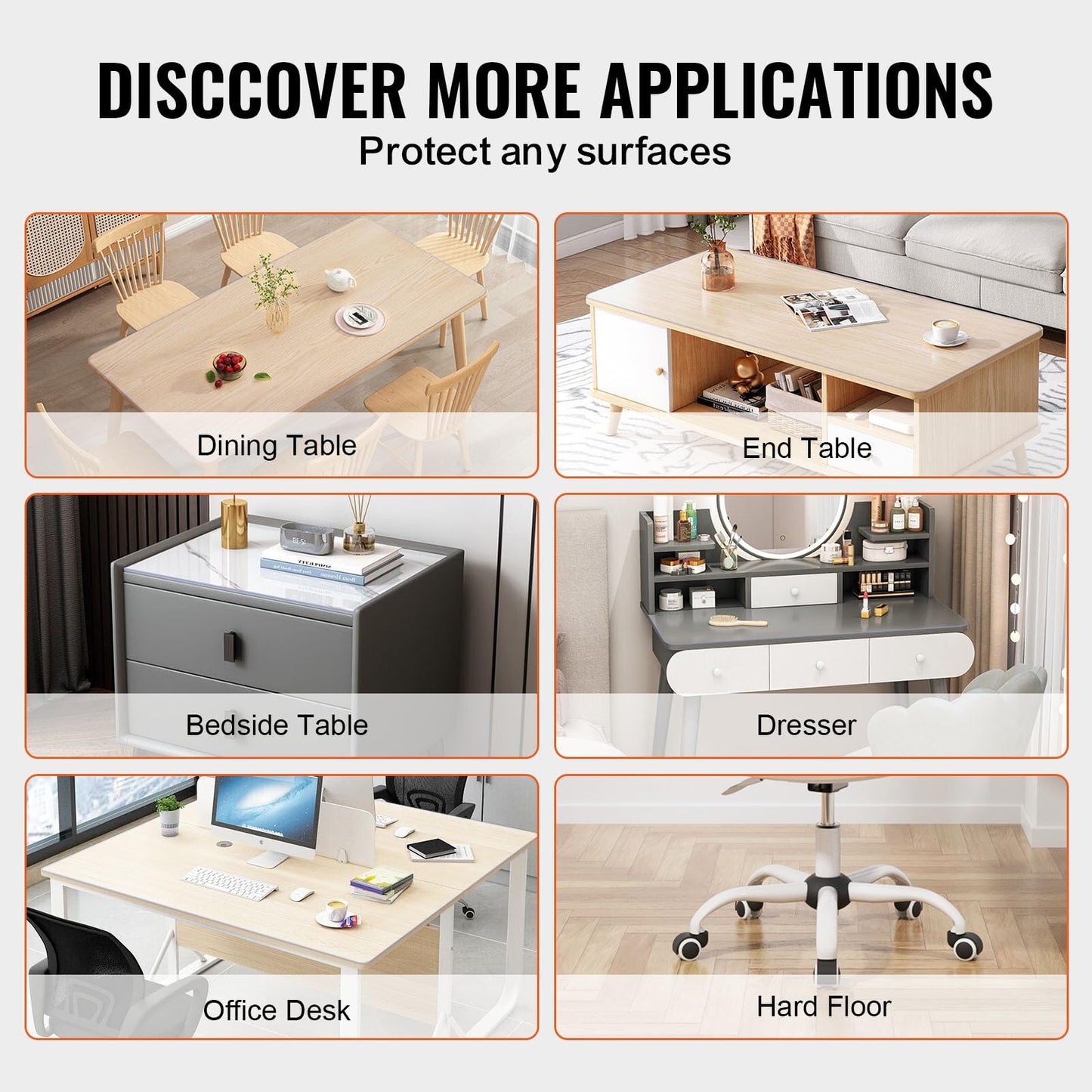 VEVOR Plastic Table Cover, 40 x 60 Inch 2.0 mm Thick Clear Table Protector, Rectangle PVC Desk Mat, Waterproof & Easy Cleaning Desk Pad Tablecloth, for Office Dresser Dining Room Table Night Stand