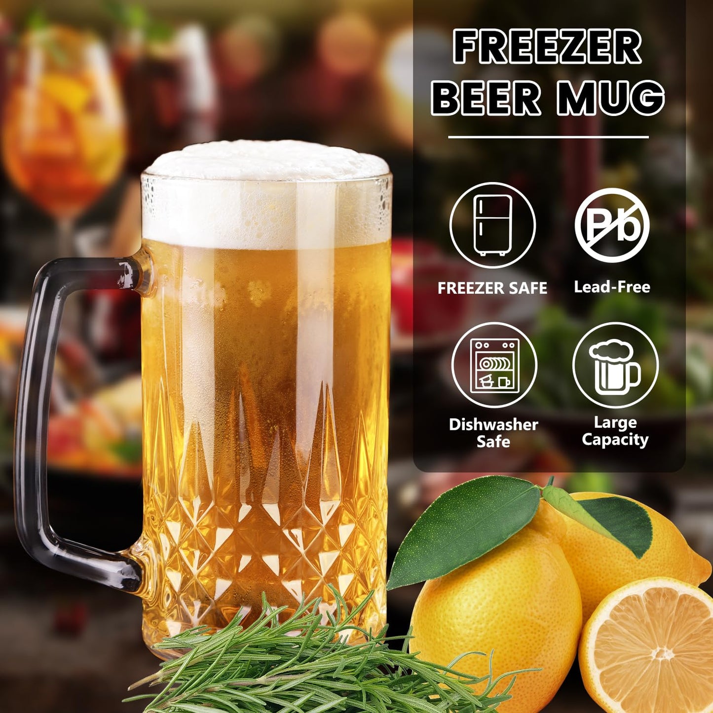 GOSDENG 4 Pack Beer Mugs for Freezer, Double Wall Insulated Glasses – Freezer Mugs, 20 oz – Perfect Frozen Beer Mugs for Home Bar Accessories, Gifts for Men