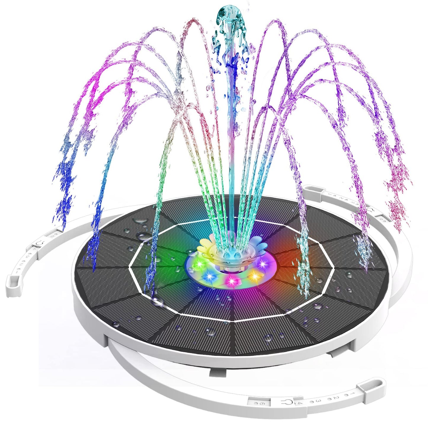 AISITIN 5.5W LED Solar Fountain Pump 2026 Upgraded Glass (215mm), 3000 Battery Solar Powered Fountain Pump with 8 Nozzle & 8 LED & 3 Retractable Stand, for Bird Bath, Outdoor Garden, Patio, Pond