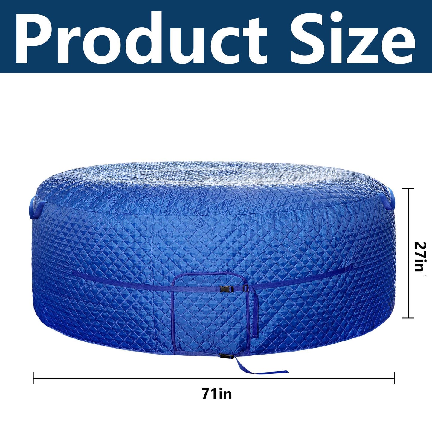 Tlswshsy 71'' x 27'' Insulated Inflatable Hot Tub Thermal Cover, Energy Efficient Hot Tub Cover with Handles and Straps, Portable Hot Tubs Spa Full Coverage for Keeping Warm and Dustproof (Blue)