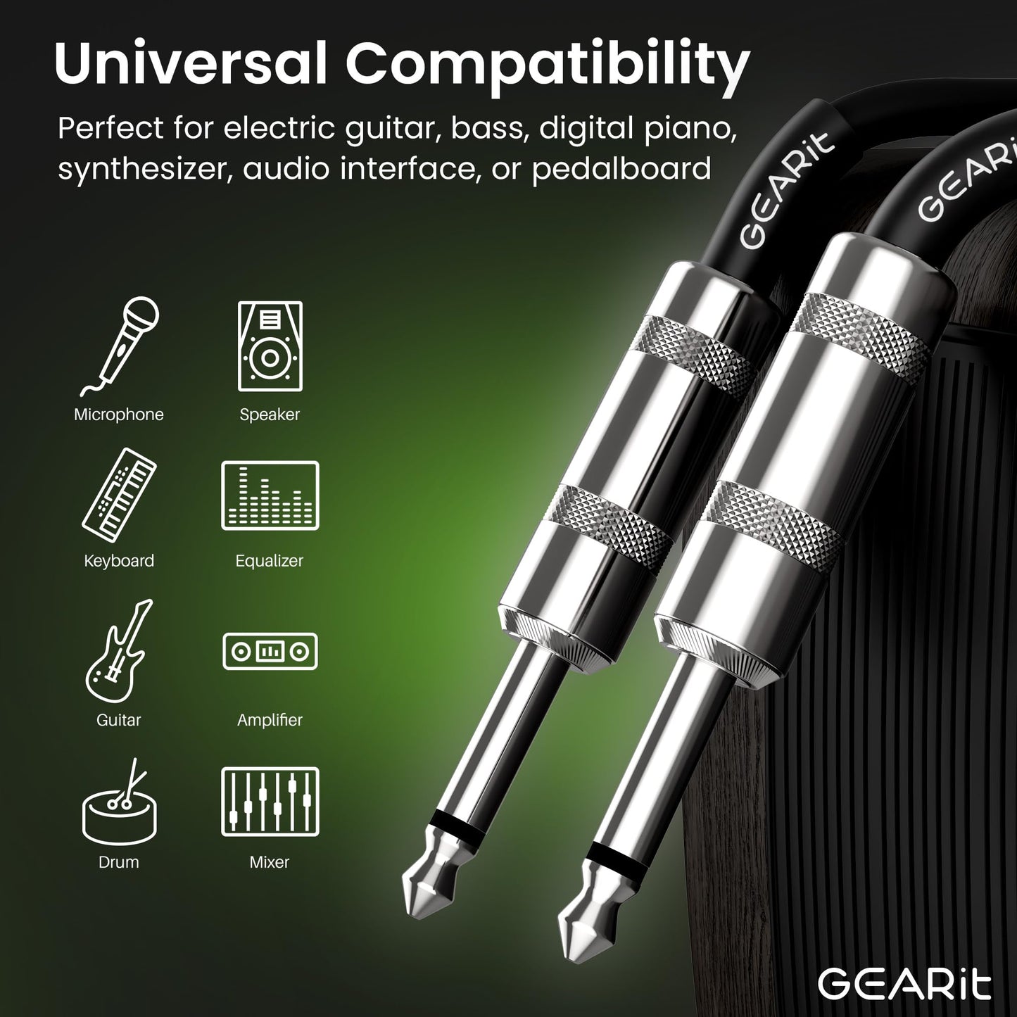 GEARit Professional Speaker Cable (50ft) 12AWG Pure Copper 1/4 inch to 1/4 inch TS Straight Male to Male for Amplifier, Speaker Cabinet, PA and DJ Audio