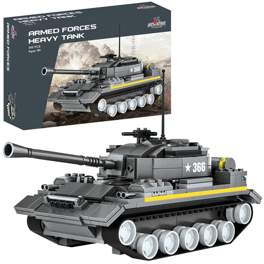 Army Tank Building Block Set - 360Pcs Armed Forces Toy Tank for Ages 10 and Up – Rotating Turret with Gun Attachment Army Tank Model Kit Compatible with All Major Brands of Building Blocks