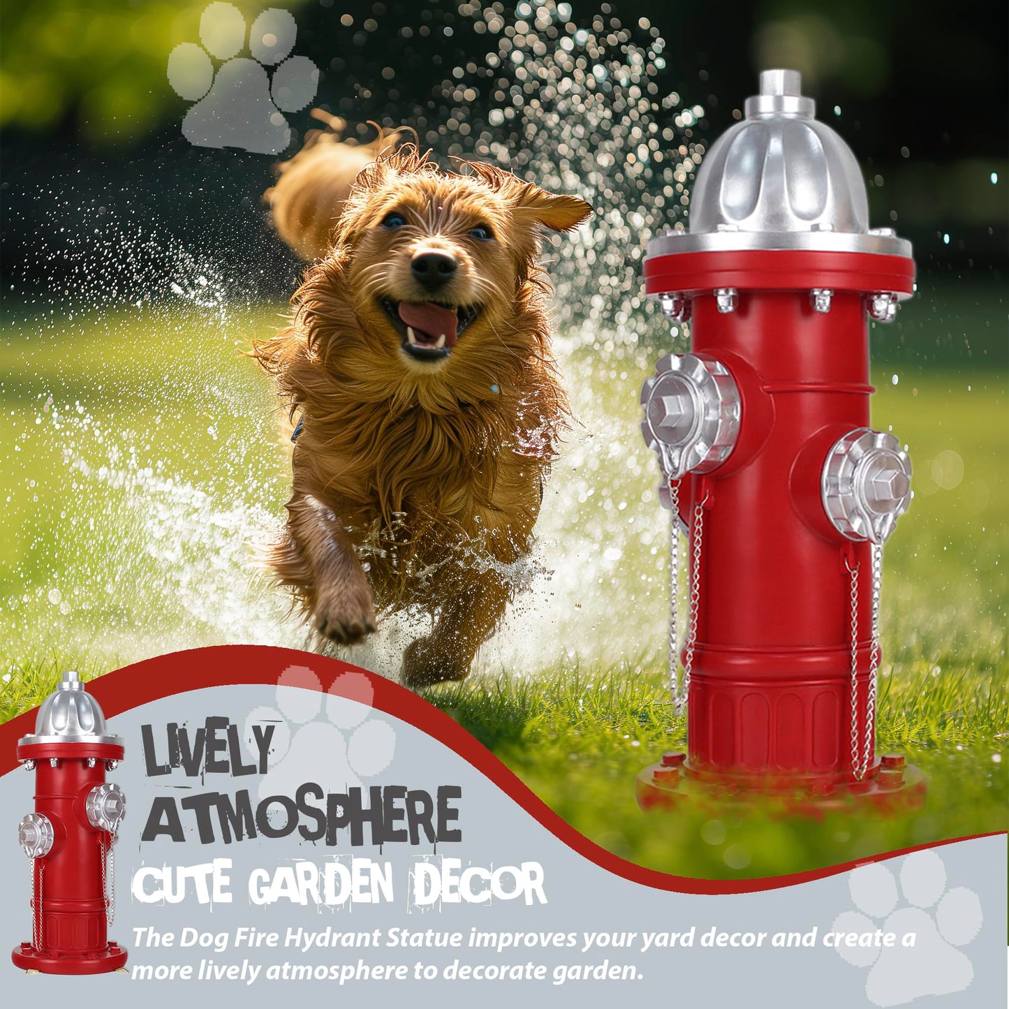 Dog Fire Hydrant Pee Post, Prefdo Puppy Pee Post Training Statue, Indoor Outdoor Fire Hydrant Decor Figurines for Yard Art Garden Lawn, Gift for Fireman (14.5 inch)