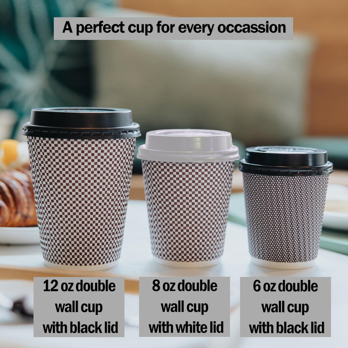 Blue Lake 8 oz Disposable Coffee Cups with New & Improved Odorless White lids, 100 Count, Premium Double Wall Insulated Hot Beverage Cups, No Need for Sleeves