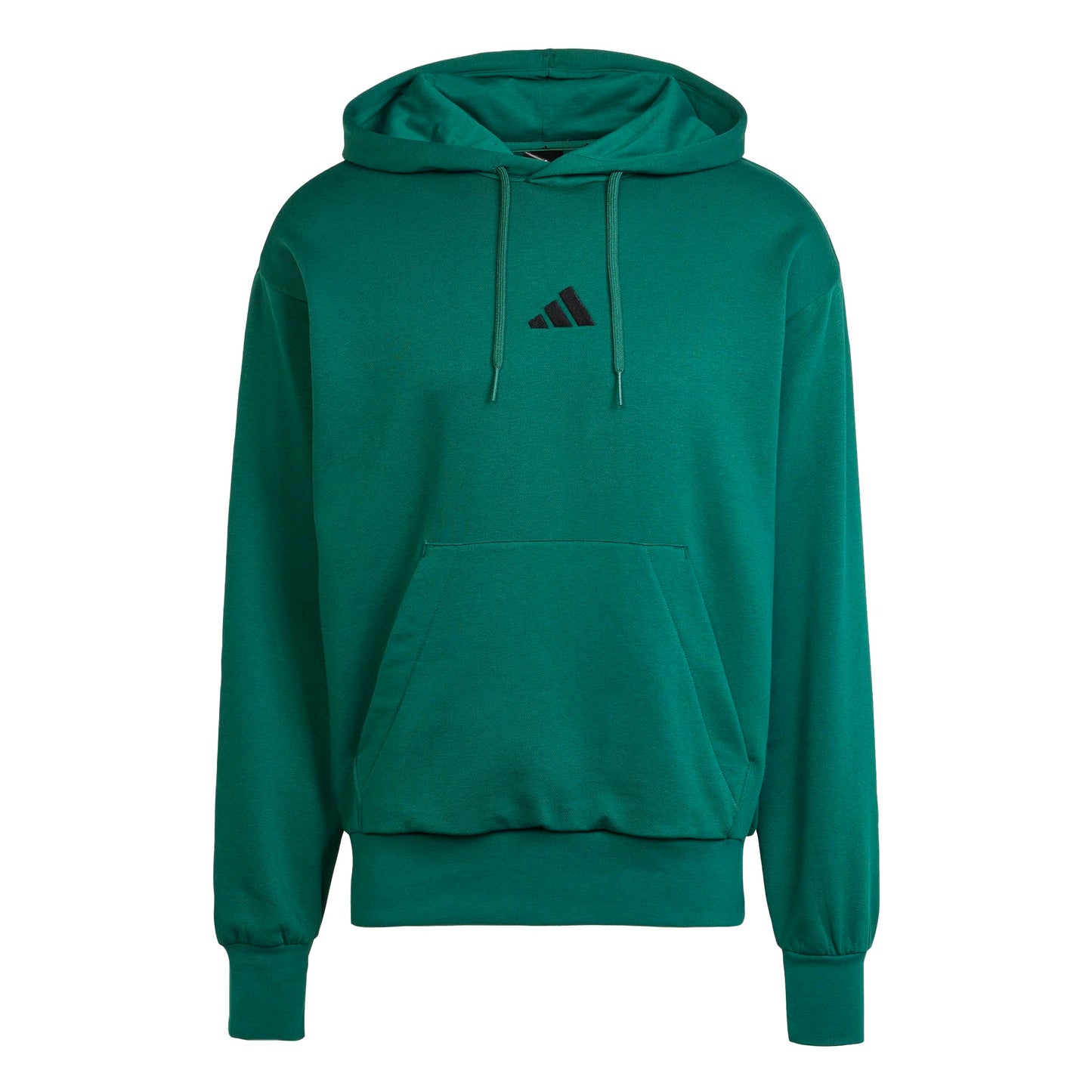 adidas Men's Essentials Feel Cozy Fleece Hoodie, Collegiate Green/Black, Medium