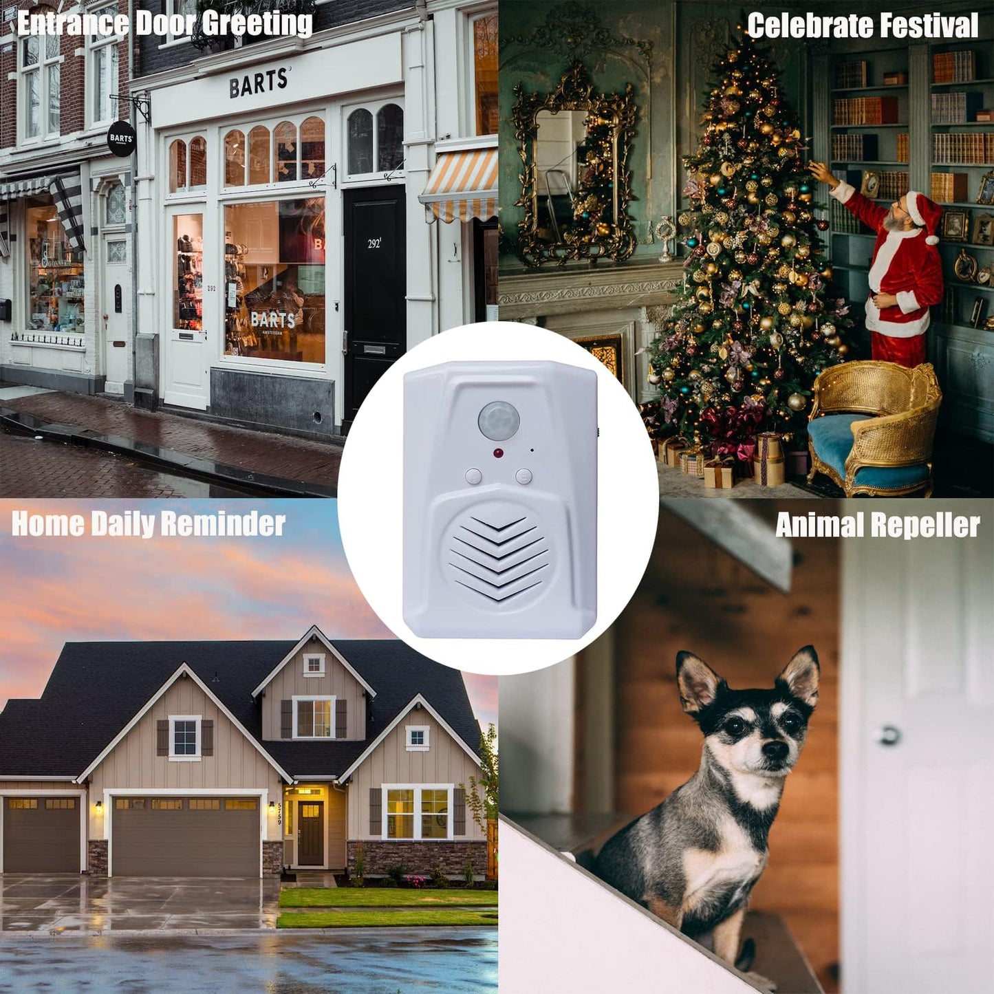 XYszpcgs PIR Motion Sensor Activated Sound Player Speaker with USB Cable, Download Your own MP3 Audio Files to Play Speech, Music or Sound Effects (White)
