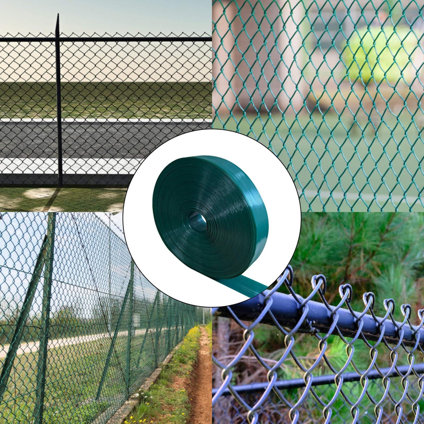 Aiwaiufu 76 Meters Chain Link Fence Privacy Tape, 250ftX0.15ft Chain Link Slats with 200 Packs Snap Fastener&Punch Tool, Fence Covering Privacy, Green