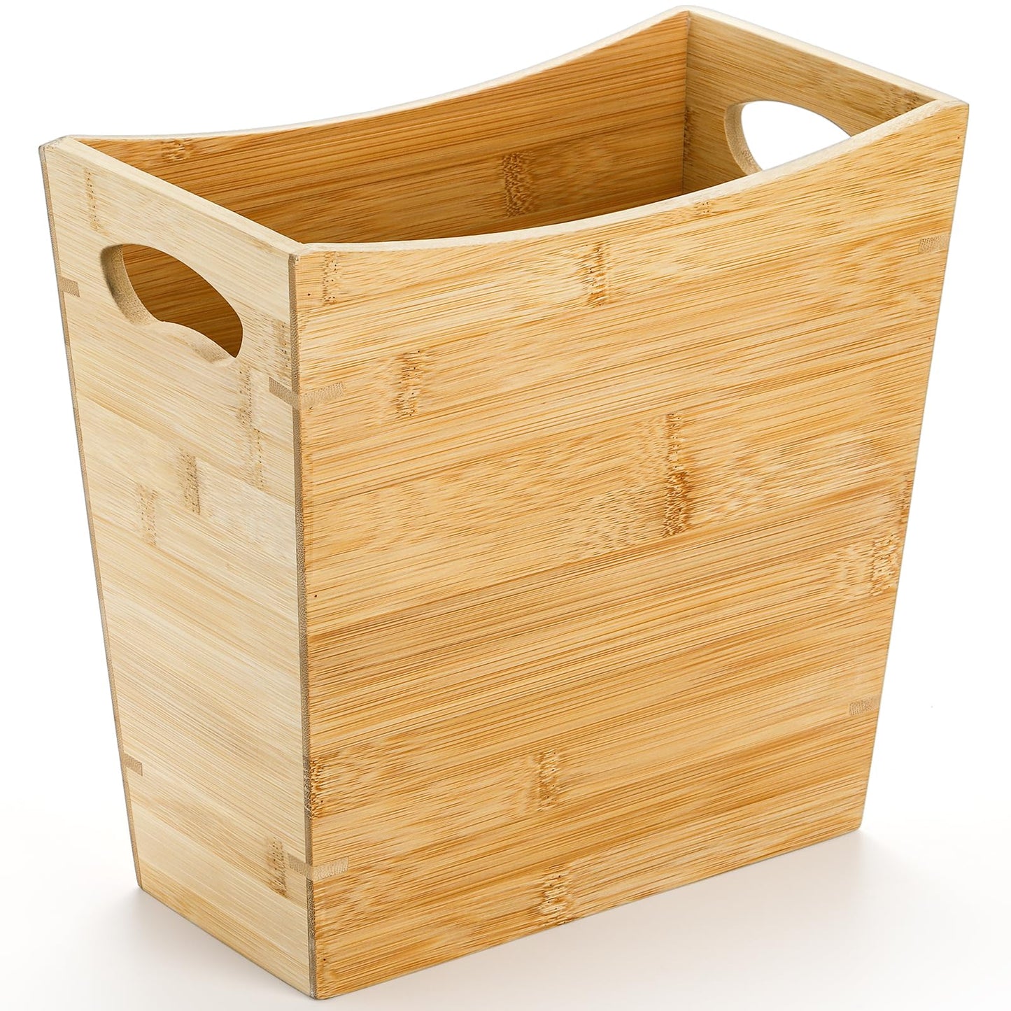 TOPZEA Bamboo Waste Basket, Rectangular Narrow Trash Can with Handle Wastebasket Waste Bin Garbage Can for Bathroom, Bedroom, Office and Home, 10.5" x 5.7" x 10.25"