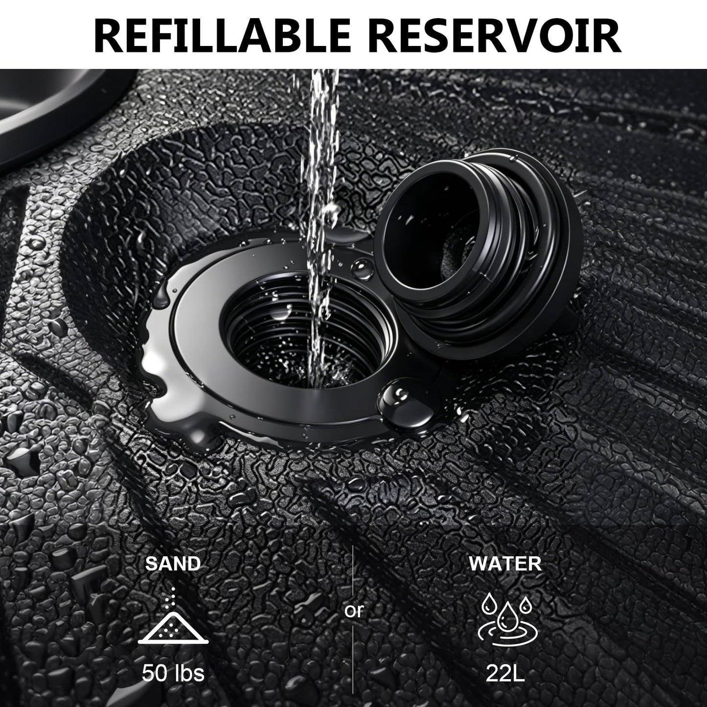 SunHalo Gear 20" Heavy Duty Fillable Patio Umbrella Base-Sand/Water Weighted Market Umbrella Stand for Deck,Lawn,Yard,Poolside,Market,Beach | 50lbs Capacity, Universal Fit & Anti-Tip Design