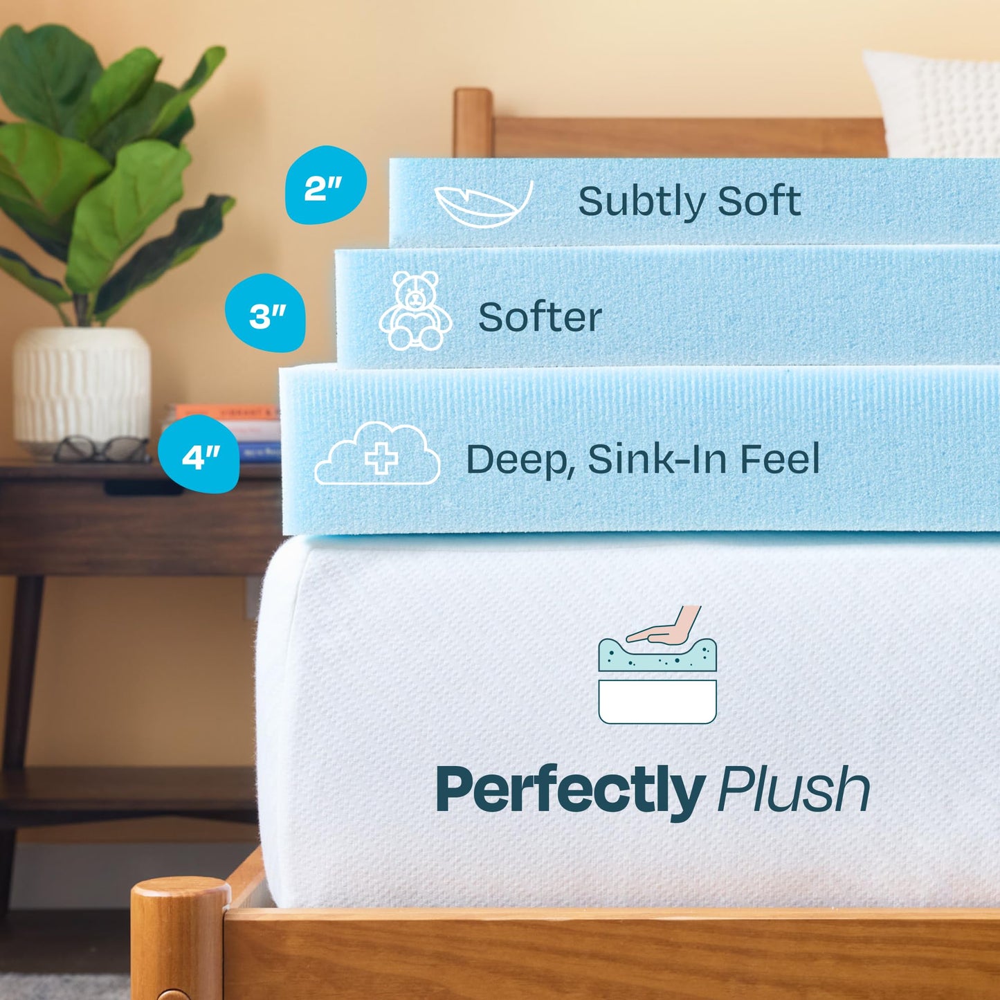 Linenspa 2 Inch Memory Foam Mattress Topper, Gel Infused Twin XL Mattress Topper, CertiPUR-US Certified