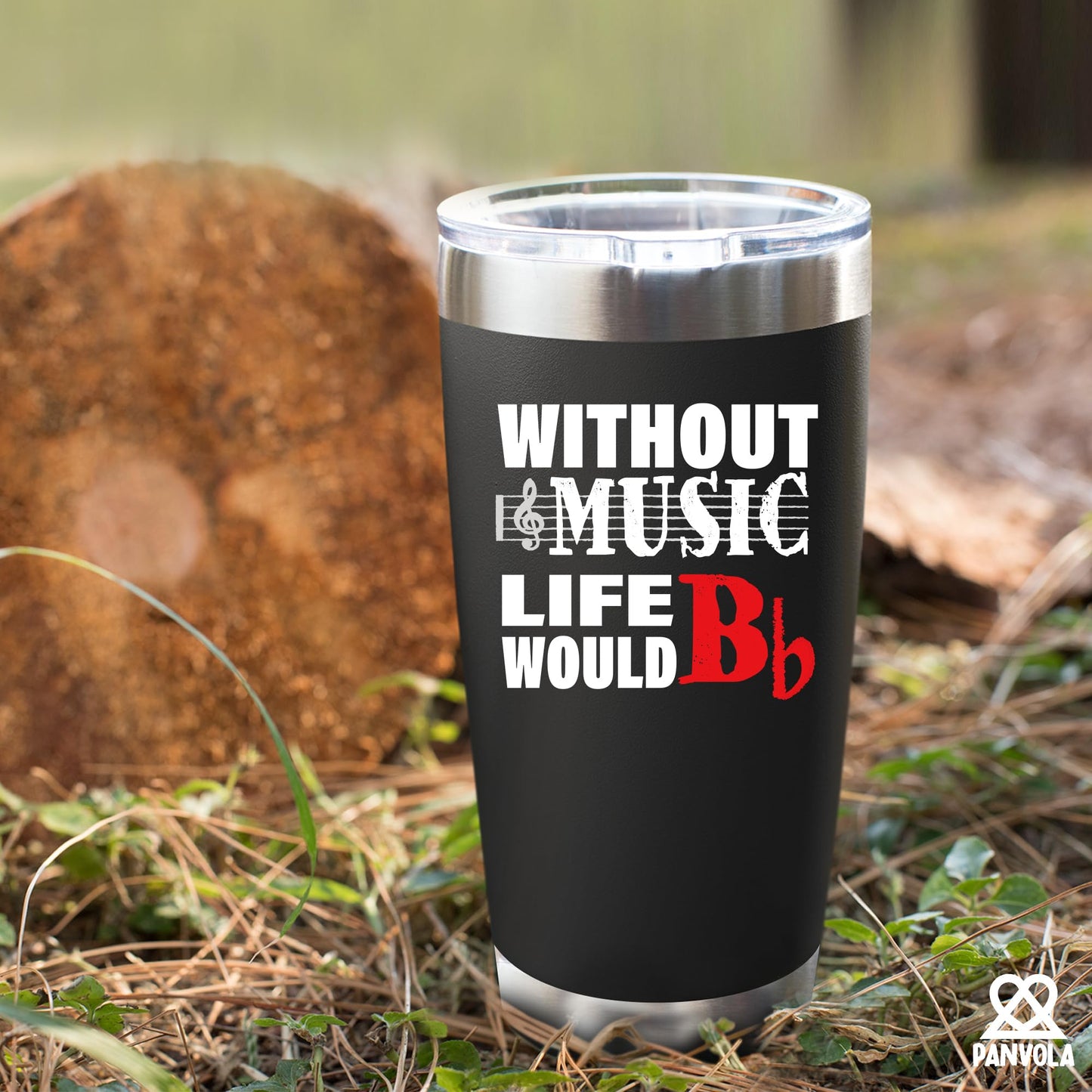 Without Music Life would B Flat Vacuum Insulated Tumbler Music Teacher Gifts Musicians Choir Director Pianist Guitarist Travel Mug With Lid Straw (20 oz)