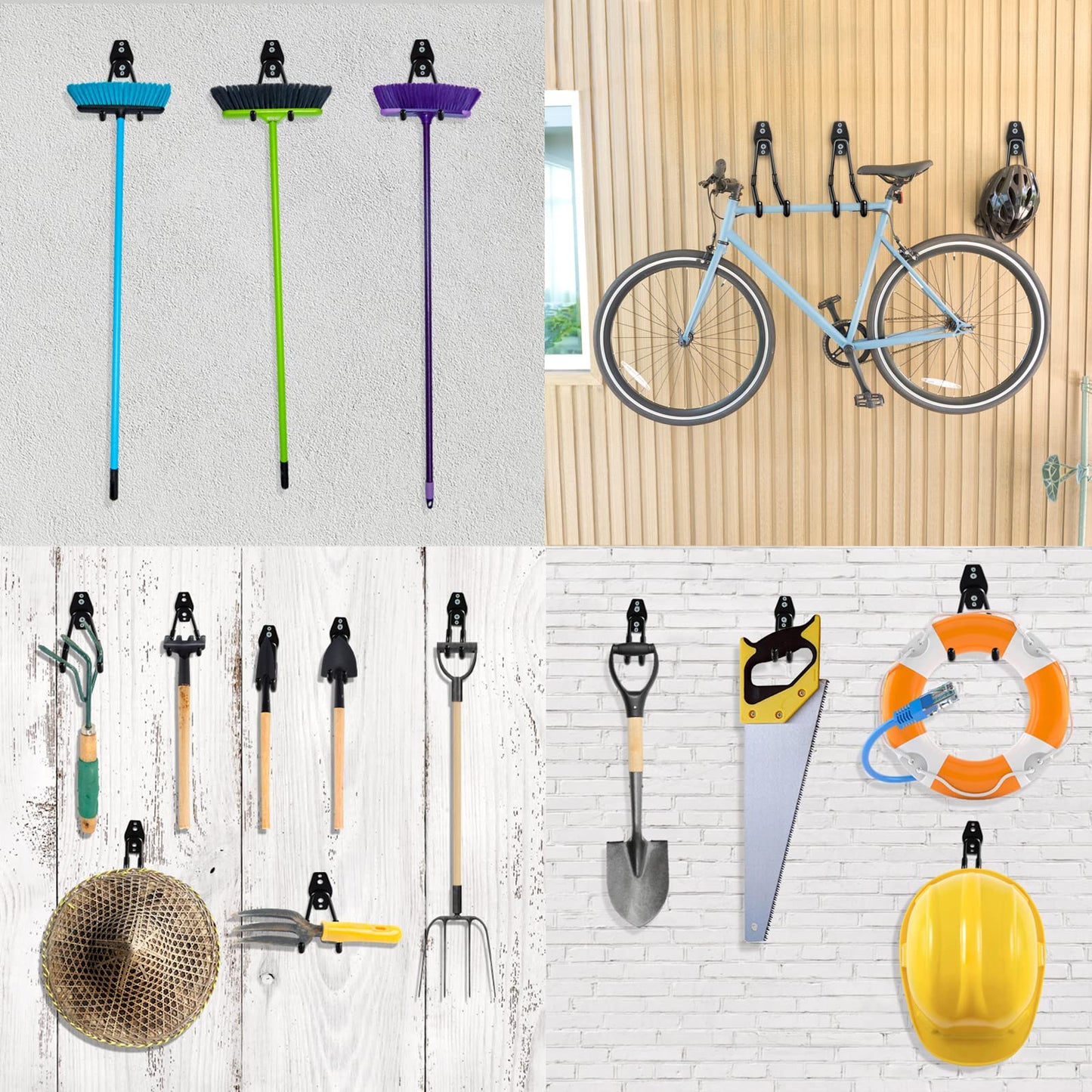 Garage Hooks Heavy Duty Utility Steel with Anti-Slip Coating Wall Mount Storage Organizer for Hanging Power and Garden Tools, Ladders, Hose, Bikes, Ropes, Bulk Items, and More (12 Pack Orange)