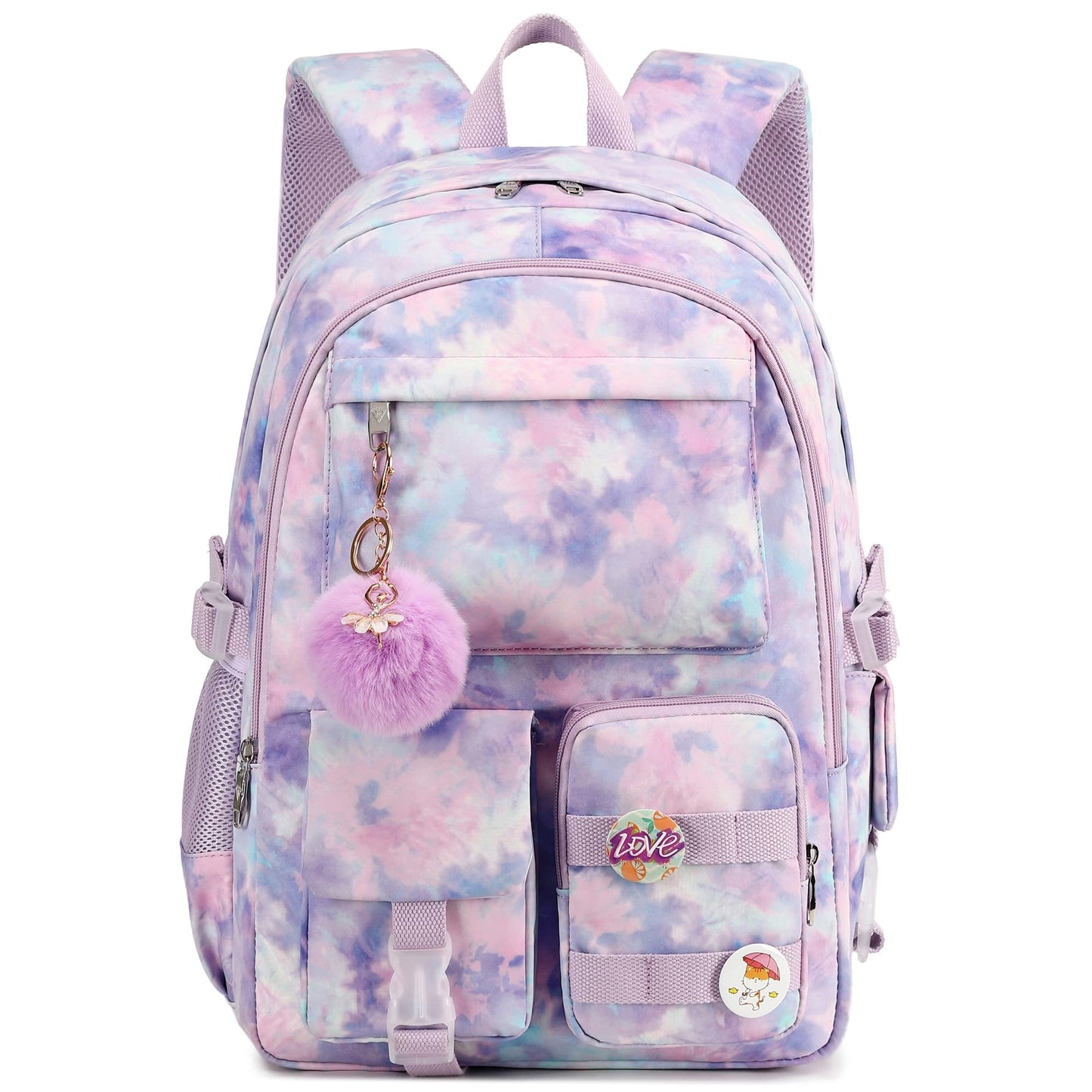 Hidds Laptop Backpacks 16 Inch School Bag College Backpack Travel Daypack Bags Bookbags Daypack for Teens Girls Women, Tie-dye Purple, Large, Daypack Backpacks