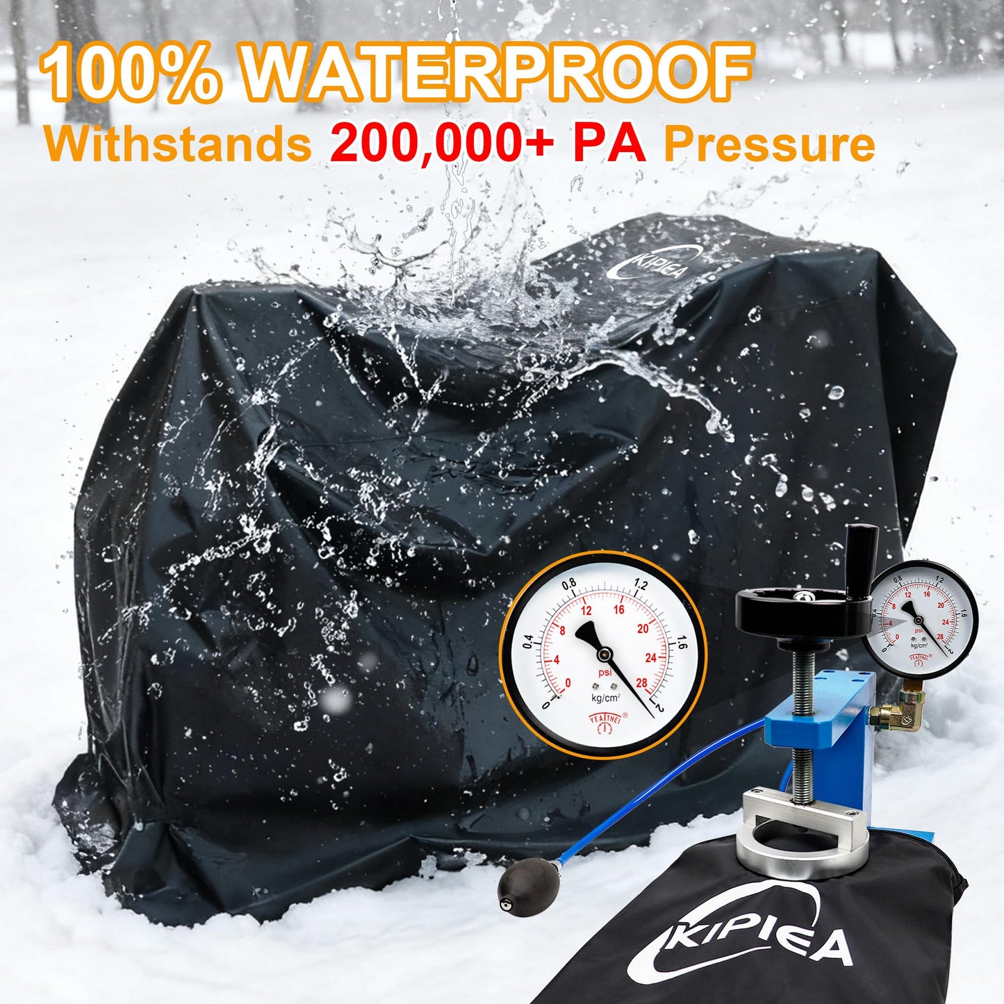 Kipiea Snow Blower Cover Waterproof Outdoor – 600D Heavy-Duty Snow Thrower Cover with Windproof Buckles and Drawstrings, Universal Fit for Most 20-28 Inch Snow Blowers