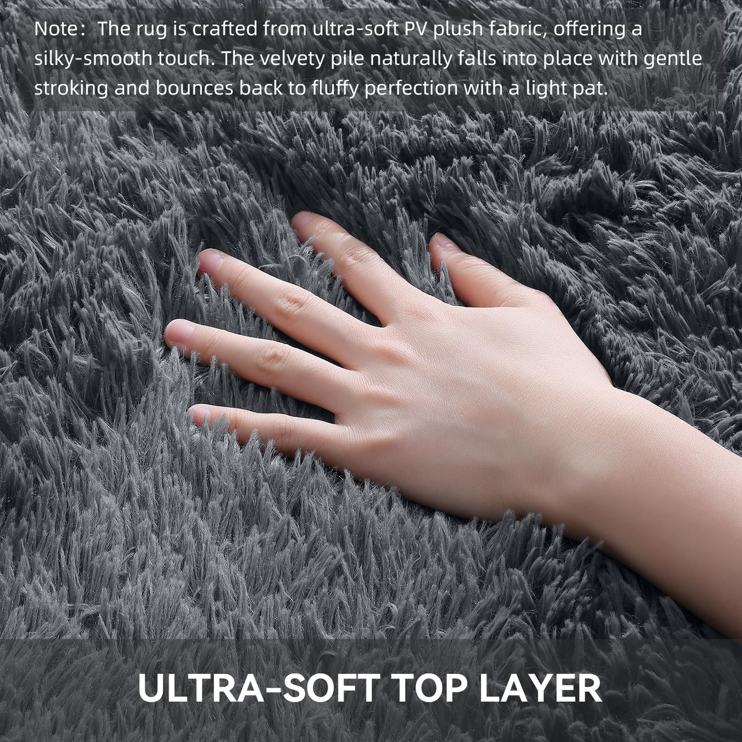 OLANLY Fluffy Area Rug for Living Room Bedroom, 5x8 Feet Soft Shaggy Non-Slip Carpet, Indoor Modern Plush Area Rugs for Kids Girls and Boys, Dorms, Nursery Rooms, Home Decor, Grey