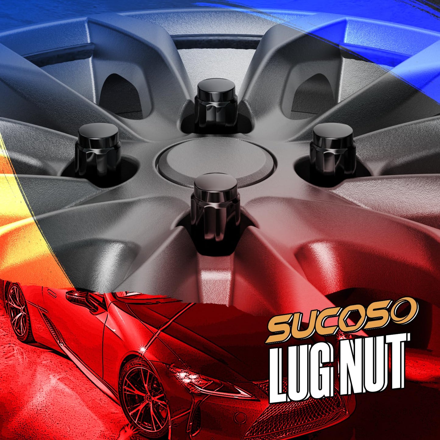 M10x1.25 ATV Lug Nuts for Honda Foreman Ranchers Yamaha Can Am Outlander Arctic Cat Kawasaki Suzuki Bombardier Quest, 16pcs Closed End 6 Spline 10x1.25 Wheel Lugnuts Cone/Acorn Seat with Socket Key