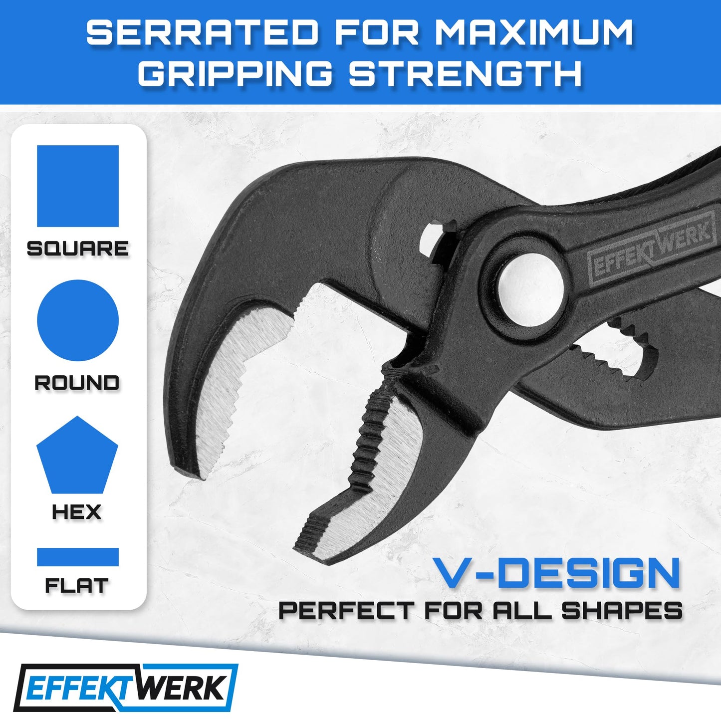 E•Werk - 3-Pc Water Pump Pliers Set - 7", 10", 12" - Non-Slip Plumbers Wrench - Tongue & Groove Pliers - Pipe Grips w/Adjustable Jaws & Ergonomic Handles