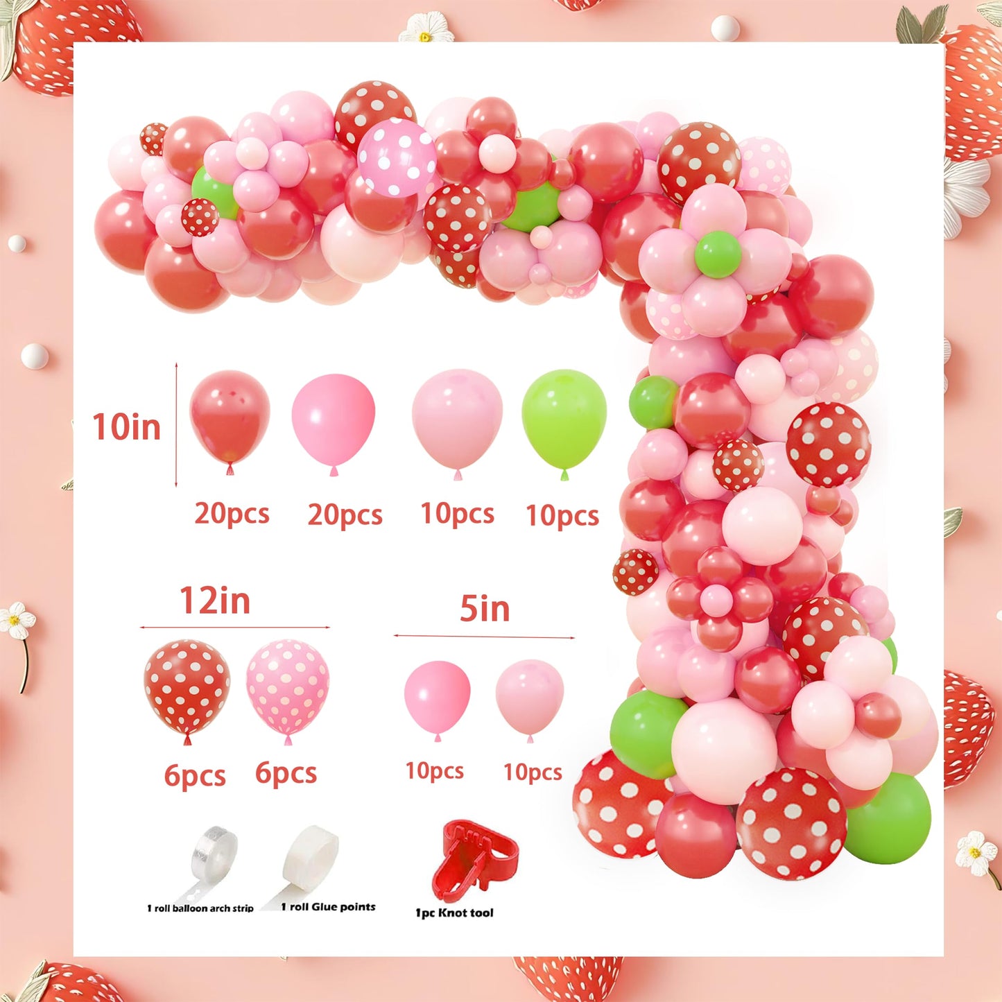 Berry First Birthday Decorations Strawberry 1st Decorations for Girls Sweet One Strawberry Decor Party Supplies include Photo Banner Highchair Banner Backdrop Tableware Set