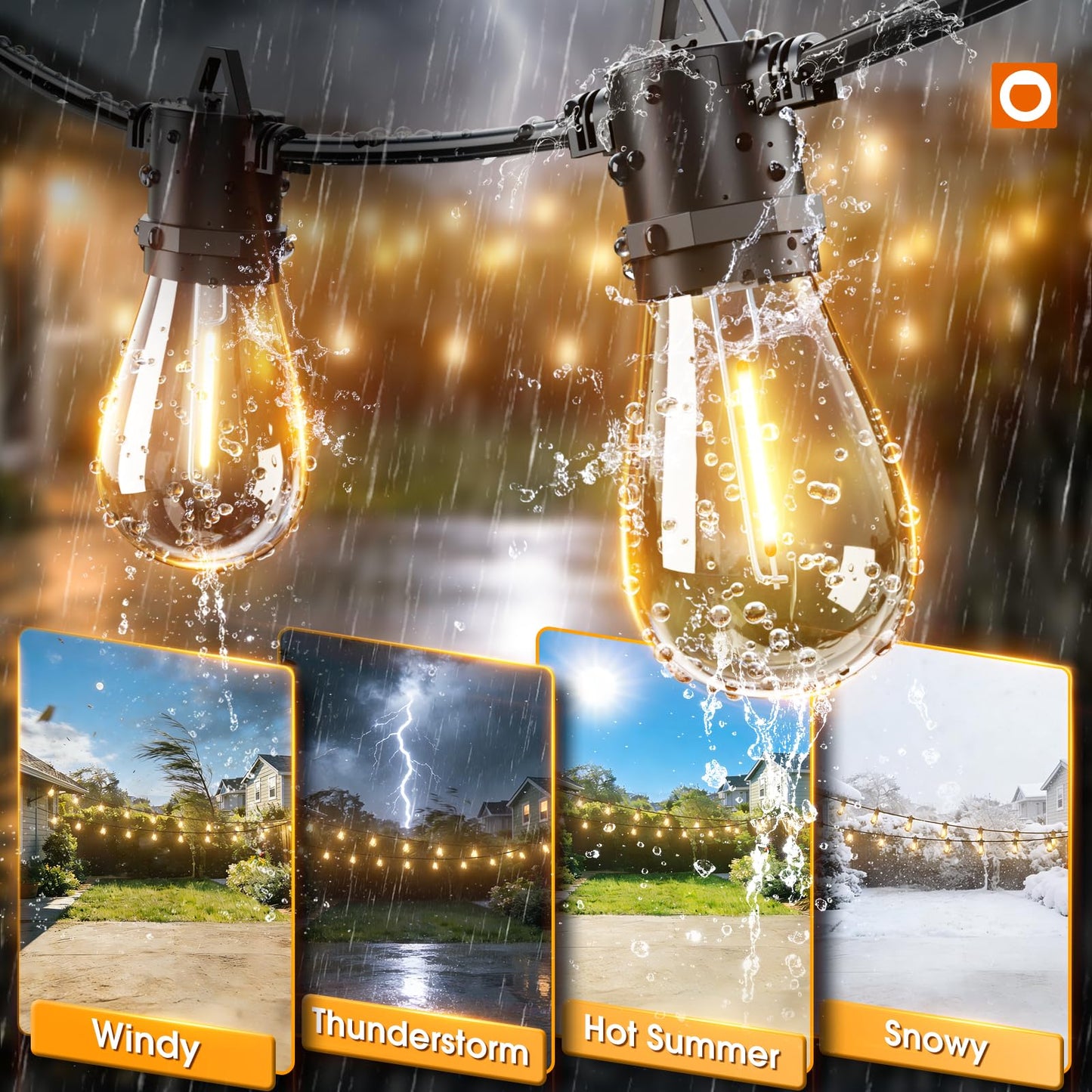 addlon 54FT(48+6) Solar String Lights Outdoor Waterproof with Remote&USB Port Solar Patio Lights Long Last for 20+Hrs, 3 Light Modes, Dimmable Solar Lights for Outside Backyard Party