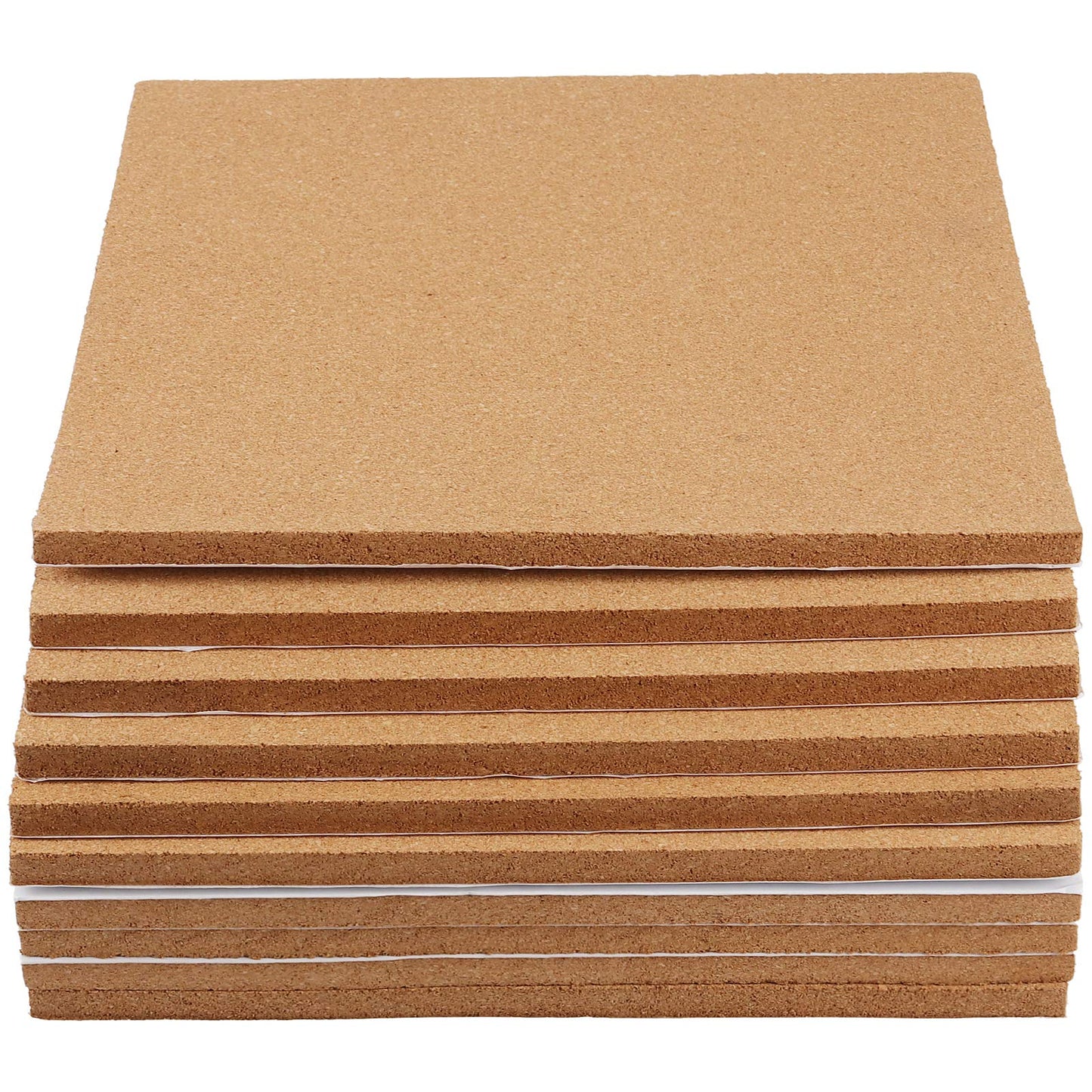 ZEONHAK 10 Pack Cork Bulletin Board 12"x12", 1/2" Thick Self-Adhesive Cork Board Tiles with 50 PCS Pushpins, Frameless Cork Tiles for Wall Decor, DIY, Office, Home