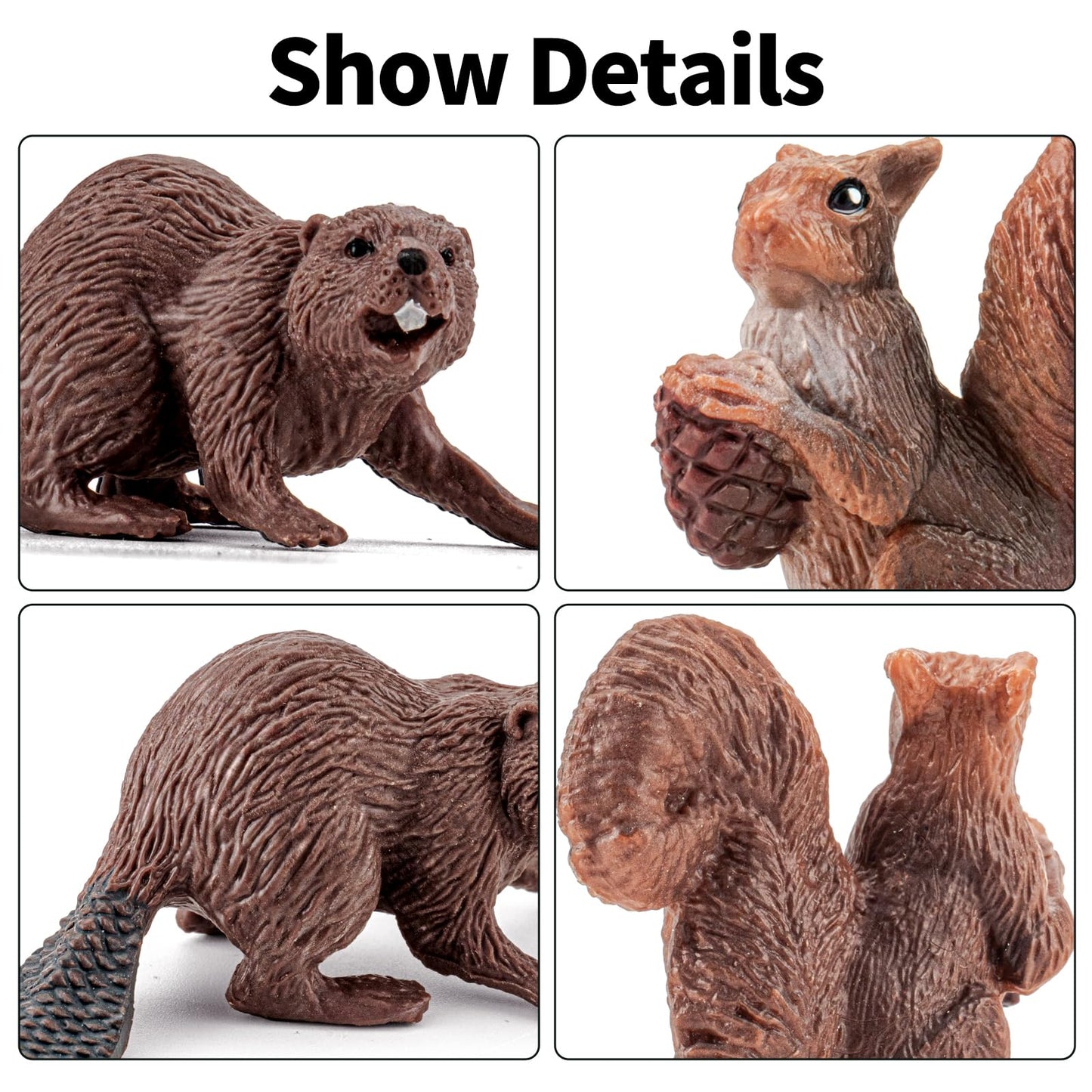 12PCS Large North American Animal Figurines, Realistic Safari Woodland Jungle Animals Figures Toys Includes Crocodile,Wolf,Bear,Deer Cake Toppers Birthday Gift Party Favors Toys for Toddlers