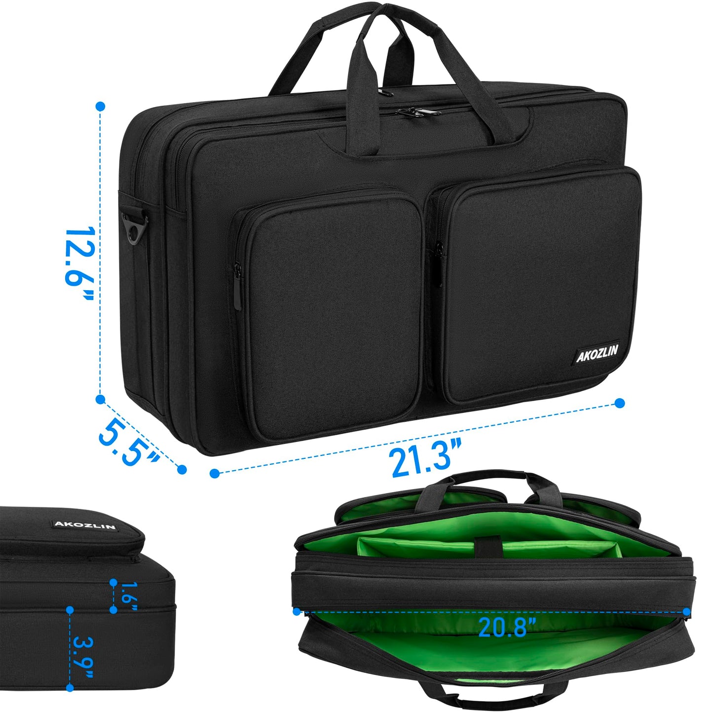 AKOZLIN Carry Case for Pioneer DJJ-FLX4 DJJ-REV1 DJJ-SB2 DJJ-SB3 DJ-400 DJJ-RB Controller Portable DJ Controller Carry Bag Double Layer Controller Travel Bag 21.3"×12.6"×5.5" Black