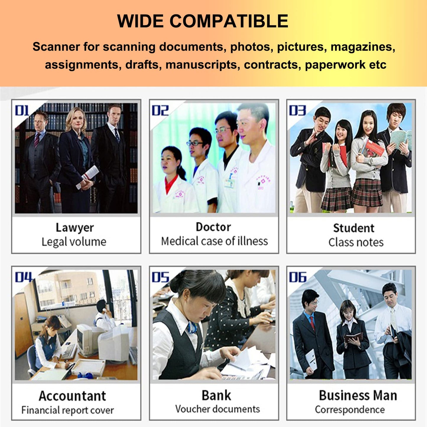 AUTENS Portable Handheld Scanner Included 16G SD Card, Wand Scanner for A4 Documents Pictures Pages Texts Receipts Books Up to 900DPI, JPG/PDF Format Selection, Uploads Via USB Cable, No Driver