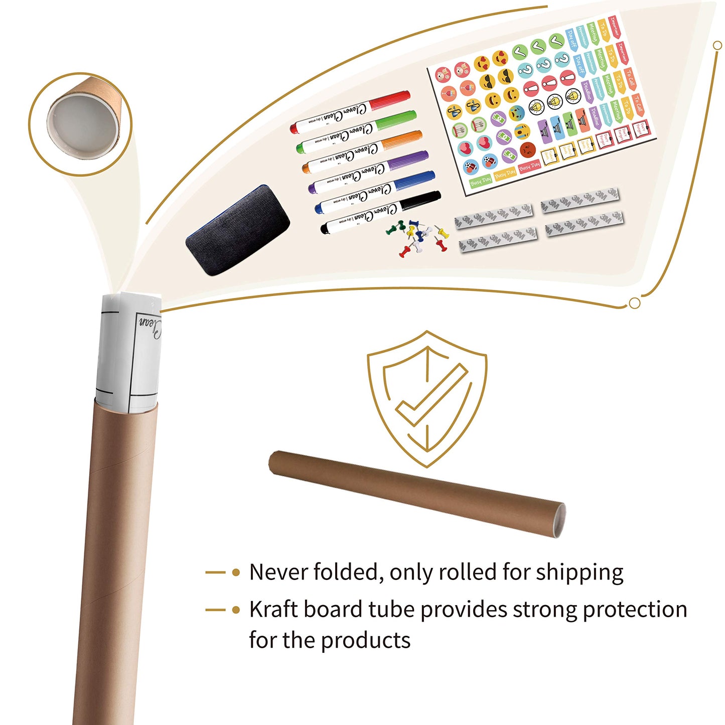 CLEVER CLEAN Large Dry Erase Wall Calendar - 24"x 36" Undated Monthly Calendar for Home, Office, Classroom - Reusable Laminated Task Organizer