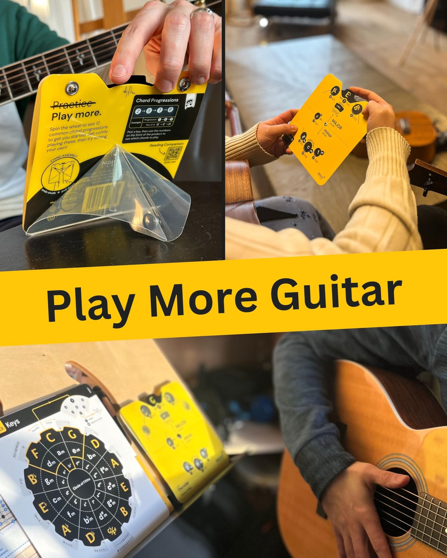 Noisy Clan Guitar Circle of Fifths Wheel & 78-Page Theory Book - Identify Keys and Transpose Music Easily - Master Songwriting and Composition - Durable 6" x 6" Decoder