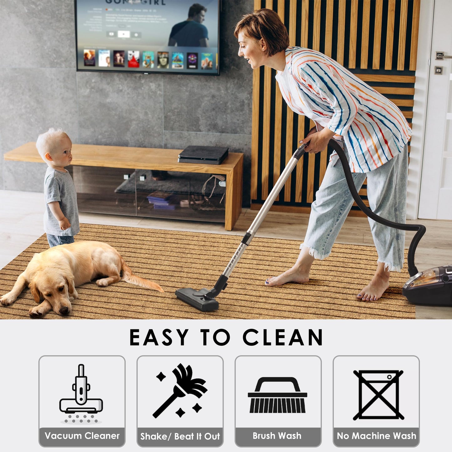 koloko 2ft x 6ft Runner Rug Non-Slip Outdoor Indoor Carpet Runner Custom Size Floor Runners Area Rugs Mat with Rubber Backing for Hallway Entryway Balcony Patio Kitchen Garage Stair Laundry