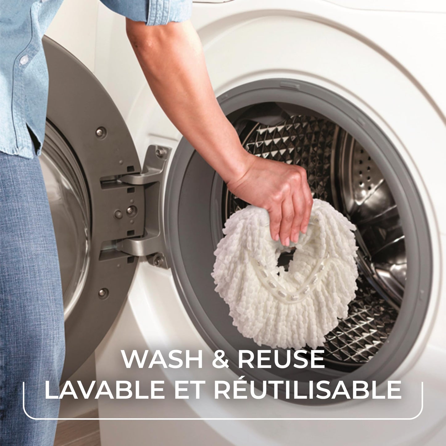 Vileda EasyWring Spin Mop System with 1 Extra Head Refill | Machine Washable & Reusable Mop Head | Hands-Free Wringing Mop Bucket | Extendable Handle | Safe on All Floor Types