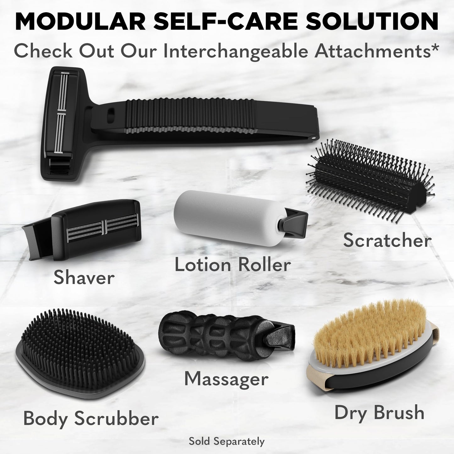 Bearback Back Shaver for Men – DIY Razor with Pivoting Triple Blades & Folding Handle – Wet or Dry Back & Body Hair Removal