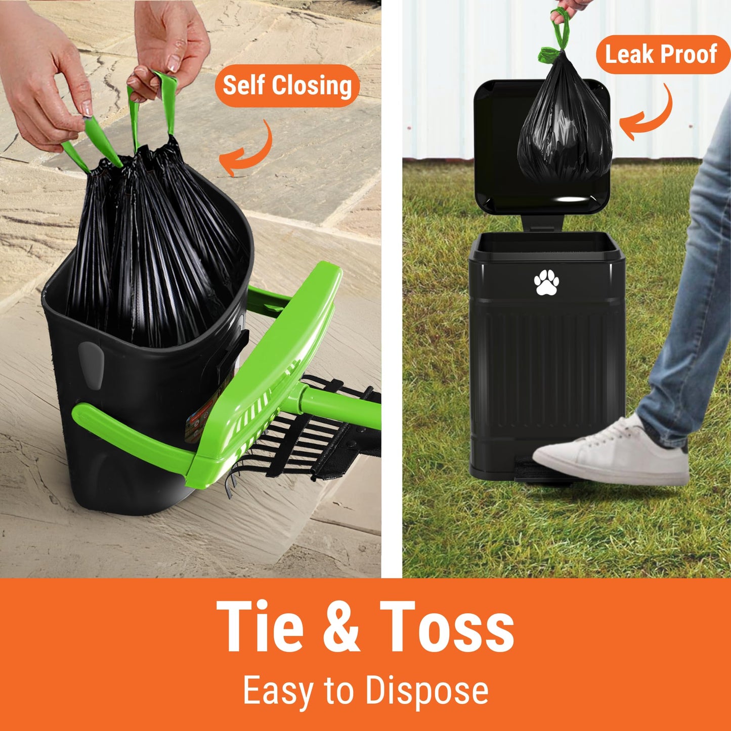 Pupzle Dog Pooper Scooper with Bag Attachment, 40" Long Handle Pooper Scooper for Large Dogs Heavy Duty, Metal Dog Poop Scoop for Yard, Large Capacity Bin and Rake with 25 Refill Bags for Dogs