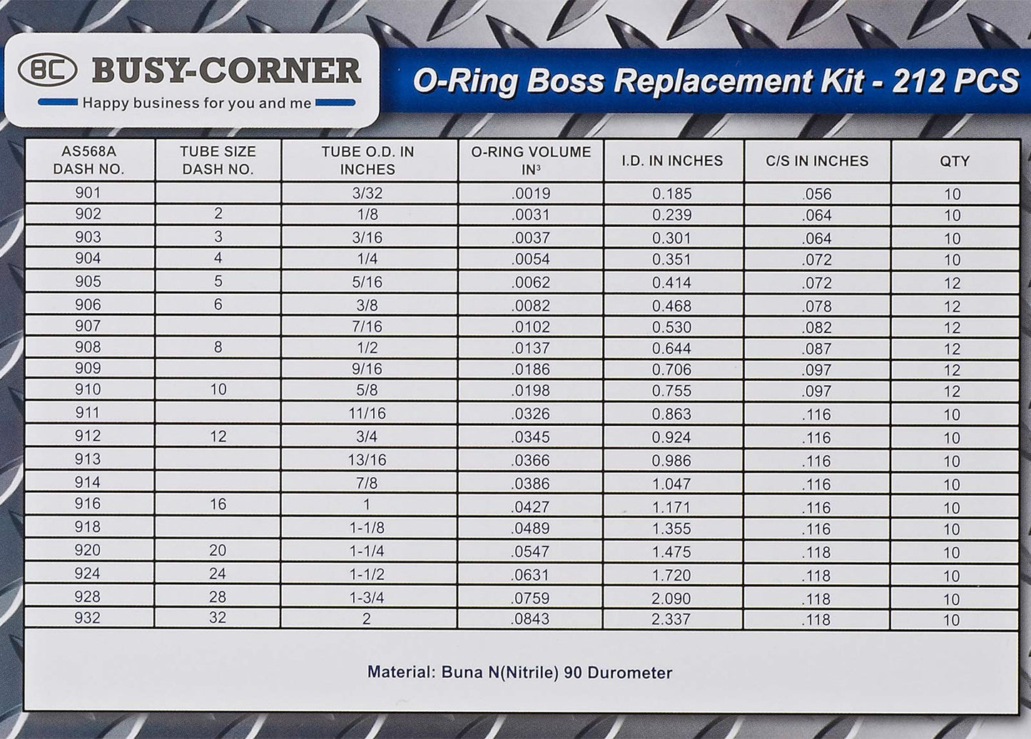 O-Ring BOSS Hydraulic SAE 212 Pieces O Rings Seal Kit Buna-N 90A for Boss Tube Fitting Application Hydraulic Fitting Hydraulic Pumping Sealing Straight Thread Tube Fittings