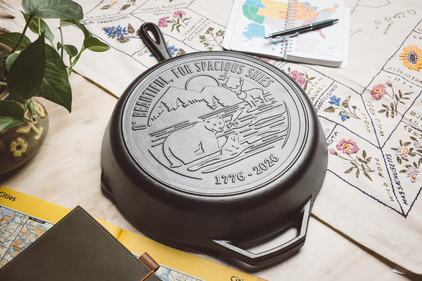 12 Inch Seasoned Cast Iron Skillet with 250th Anniversary Logo