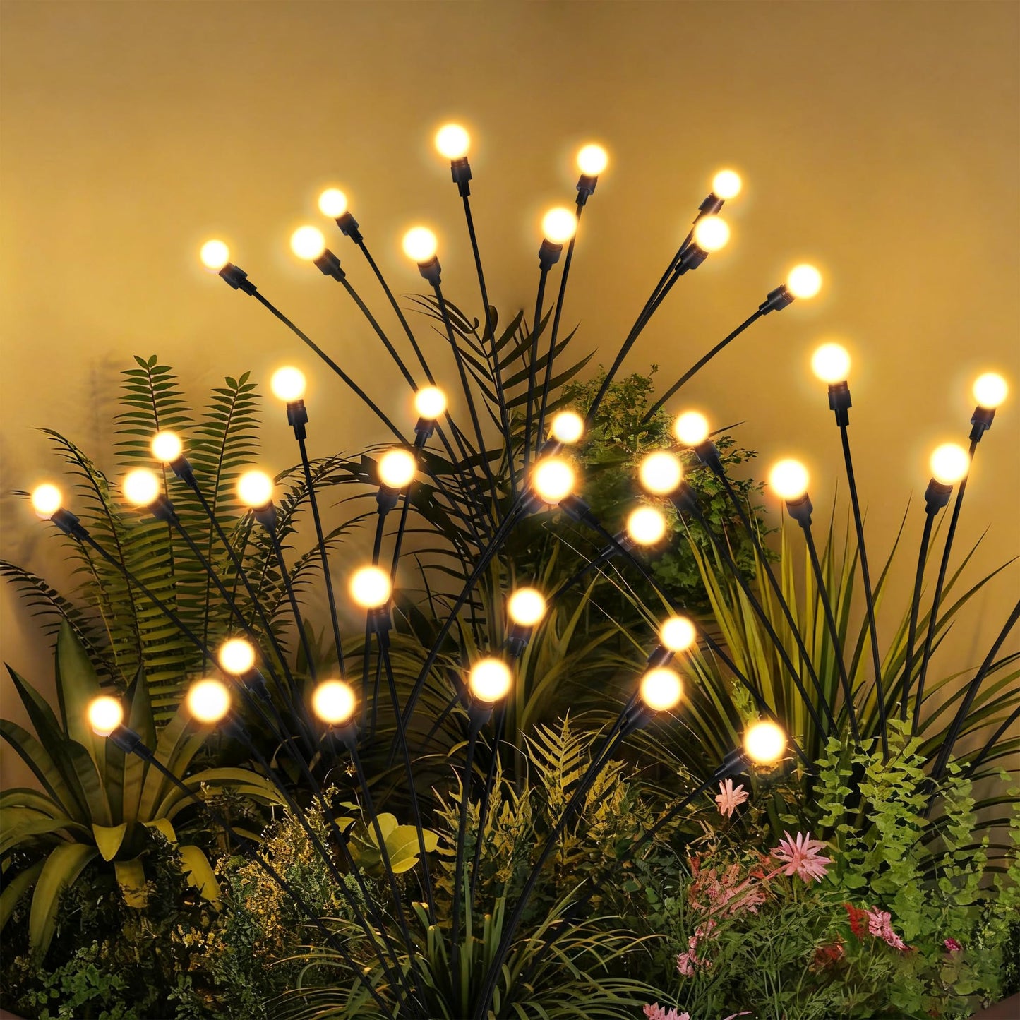 PATIOPIA Solar Garden Lights, 40 LED Firefly Garden Lights Swaying Solar Lights Outdoor Waterproof, Warm White Firefly Outdoor Decorative Lights, Garden Yard, Patio Decoration Gardening Gifts (4 Pack)