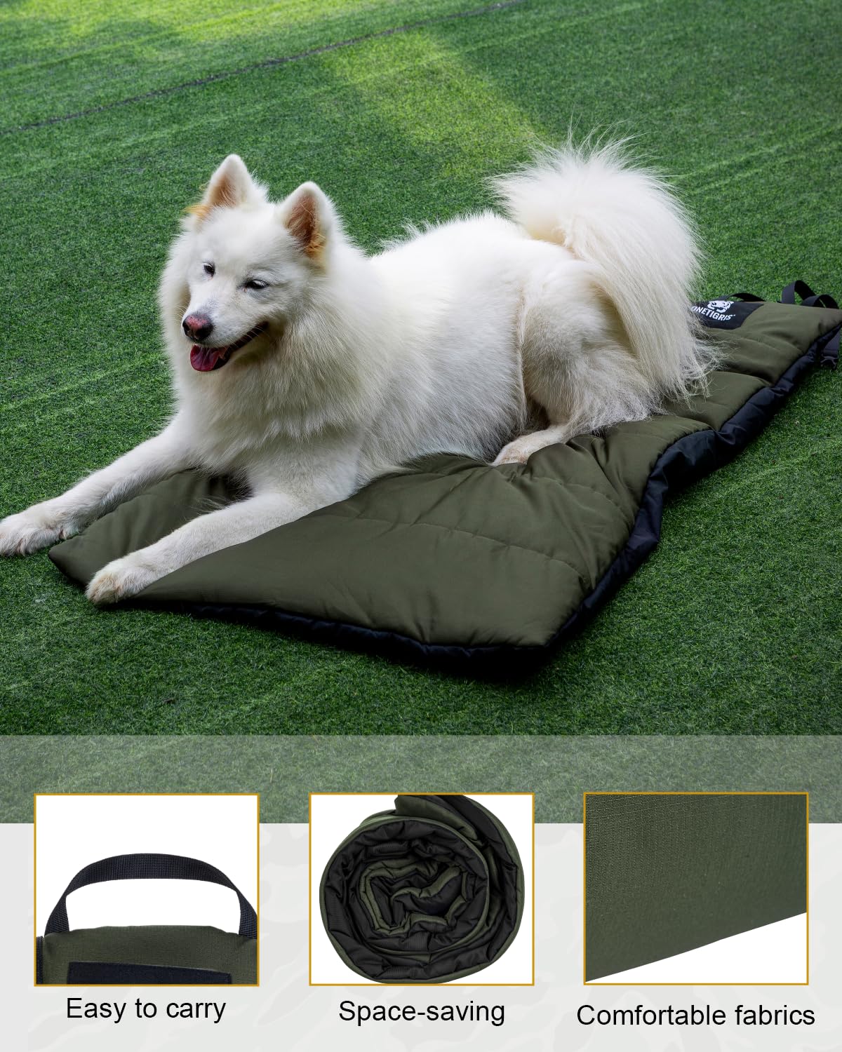 OneTigris Large Dog Bed Washable Matteress Anti Slip Cushion for Pets Sleeping, 3.6ft by 2.2ft Water-Resistant Pet Bed for Indoor Outdoor (Medium)