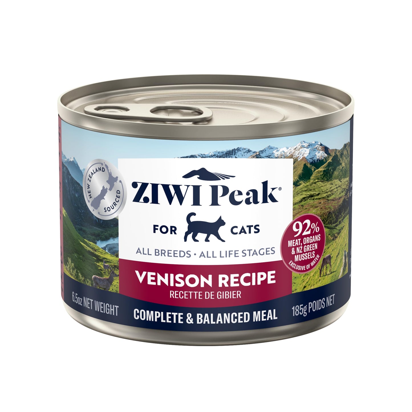 ZIWI Peak Canned Wet Cat Food – All Natural, High Protein, Grain Free, Limited Ingredient, with Superfoods (Venison, Case of 12, 185 g Cans)