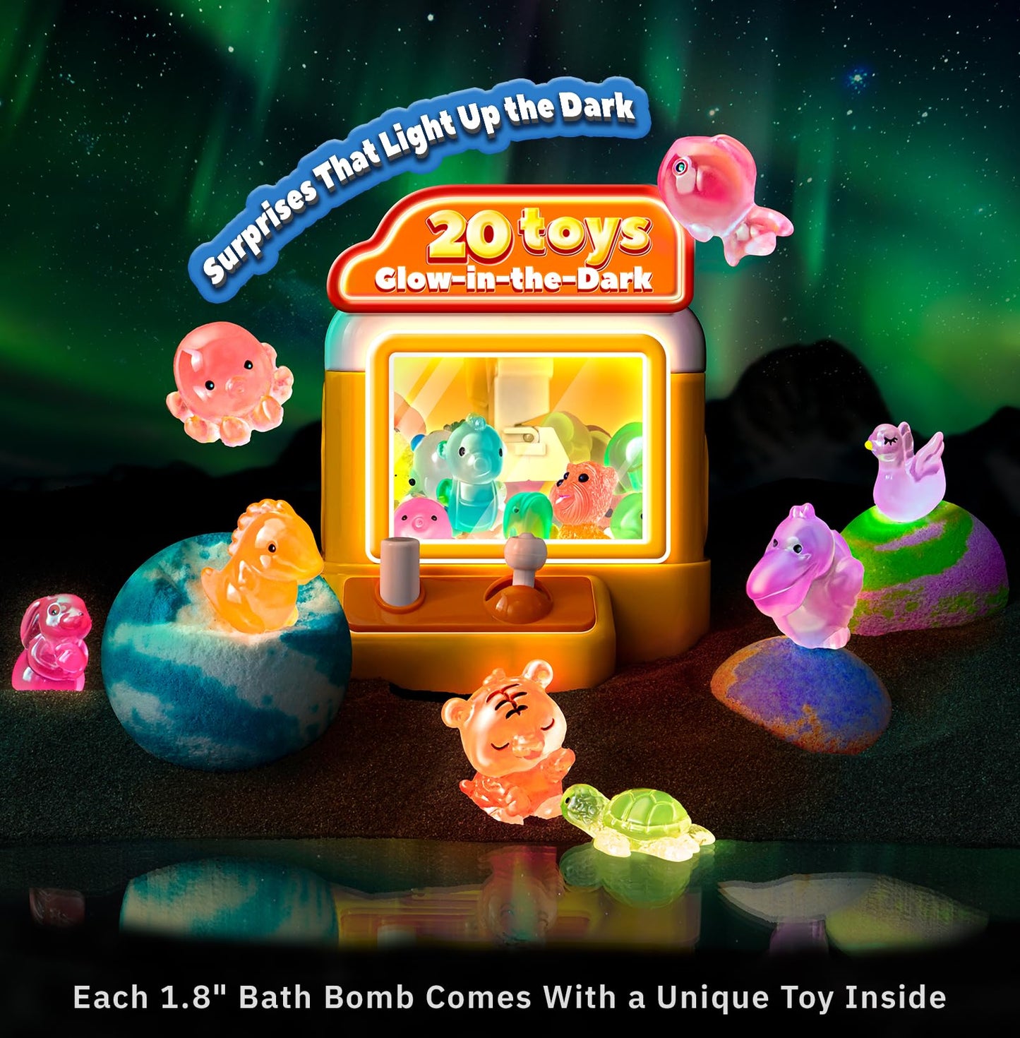 Bath Bombs for Kids with Surprise Inside, 20 Pack Handmade Bath Bomb Gift Set with Glow-in-the-Dark Toys, Fizzy Bath Balls for Fun, Great Christmas Gift or 2025 Advent Calendar for Boys & Girls