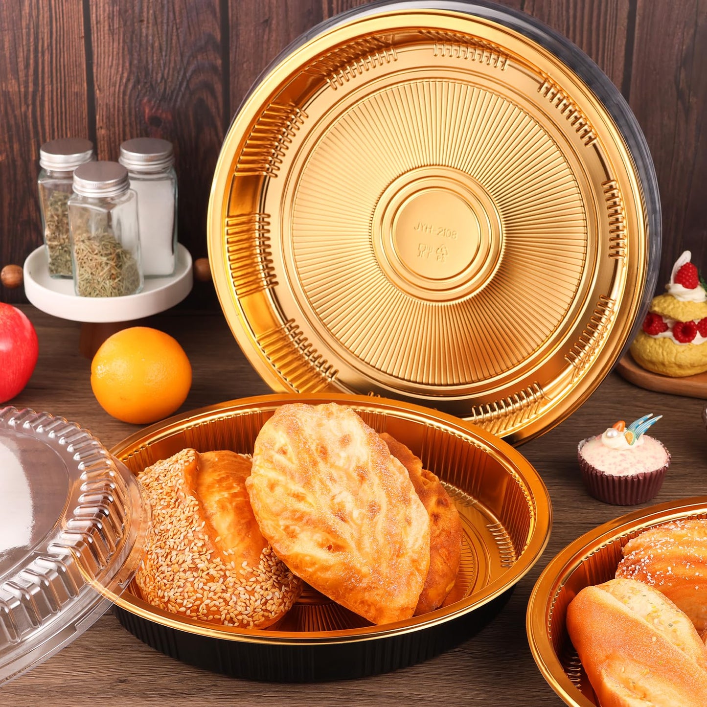 Yoiemivy Disposable Pie Carrier with Clear Lid, 9''/11'' Plastic Serving Tray Round Pie Platters Pizza Container for Pies Salad Meal Prep (12 Pack, 11 inch)
