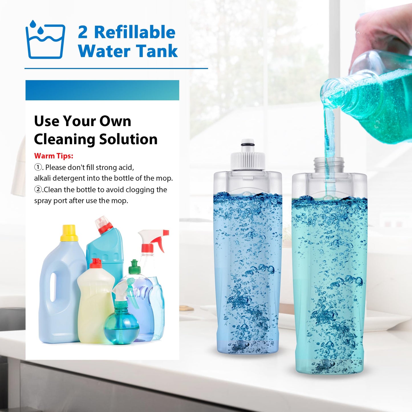 Spray Wet Mops for Hardwood Floor Cleaning - MEXERRIS Microfiber Hardwood Floor Mops with Sprayer 4 Reusable Washable Pads 2 Bottles Commercial Home Use for Laminate Wood Vinyl Tiles